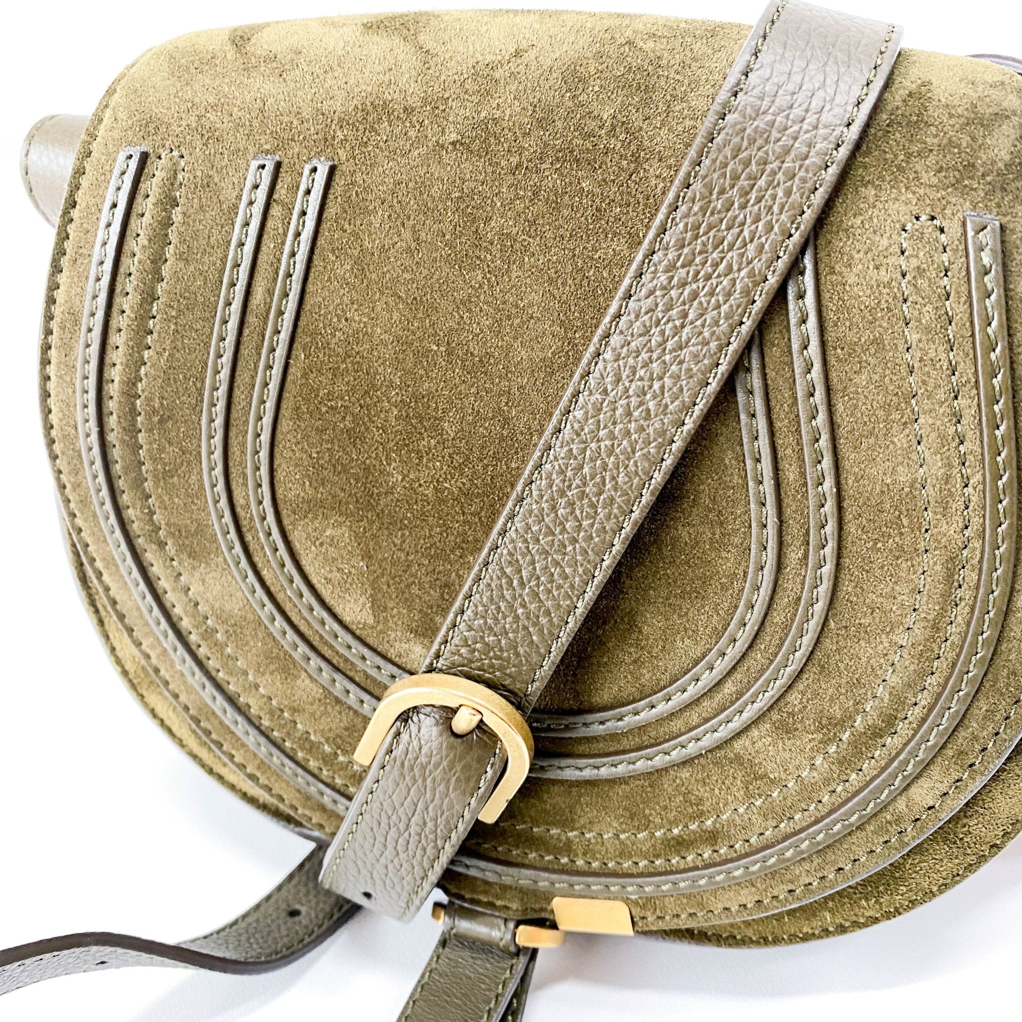 CHLOÉ Khaki Green Velvet Shoulder Bag, in , Sold by HIVE PRELOVED - Shoulder Bags, ,