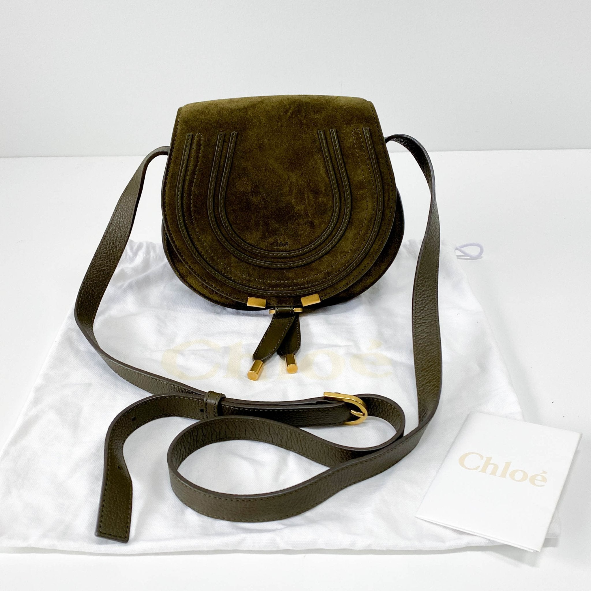 CHLOÉ Khaki Green Velvet Shoulder Bag, in , Sold by HIVE PRELOVED - Shoulder Bags, ,