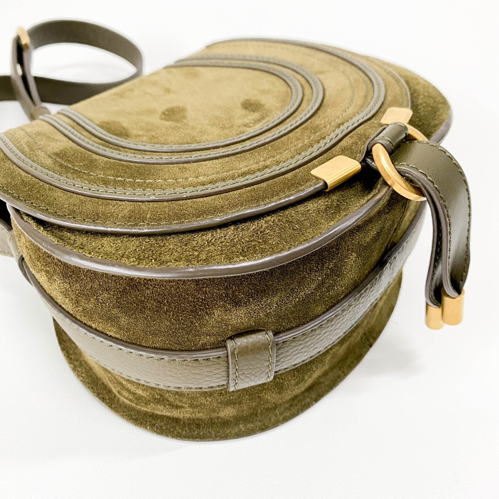 CHLOÉ Khaki Green Velvet Shoulder Bag, in , Sold by HIVE PRELOVED - Shoulder Bags, ,