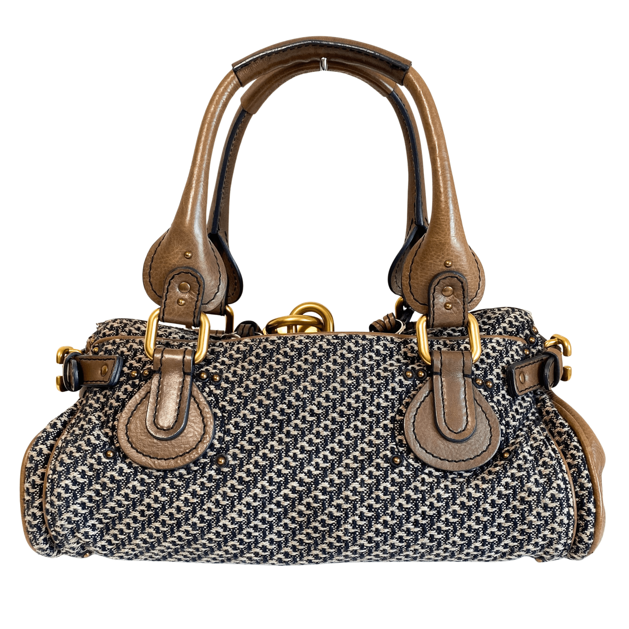 CHLOÉ Paddington Brown Gold Leather Tweed Handbag, in , Sold by HIVE PRELOVED - Handle Bags, ,