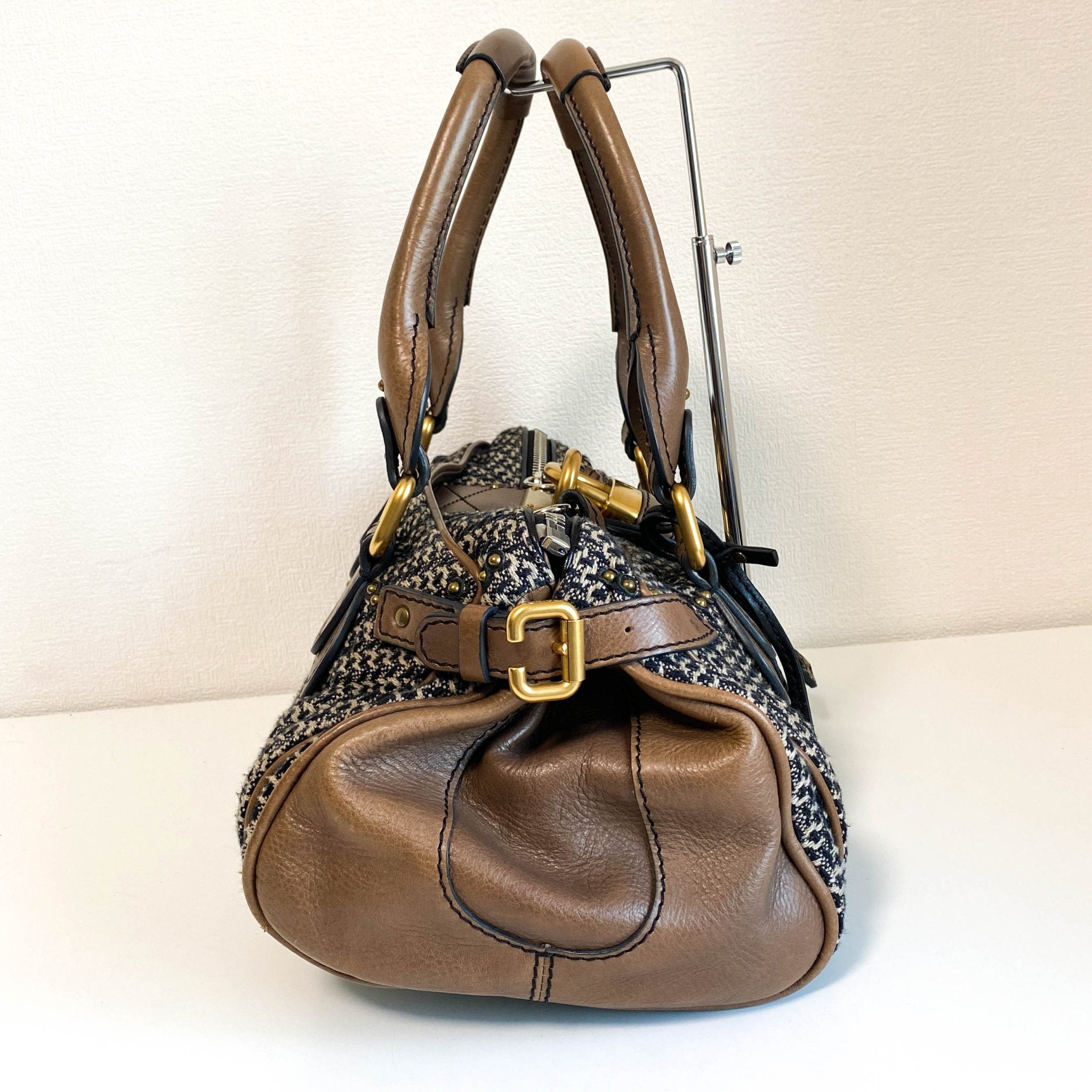 CHLOÉ Paddington Brown Gold Leather Tweed Handbag, in , Sold by HIVE PRELOVED - Handle Bags, ,