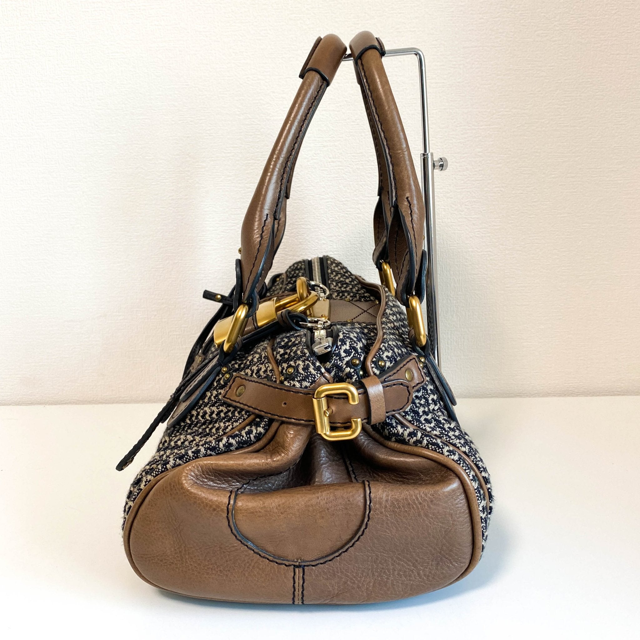 CHLOÉ Paddington Brown Gold Leather Tweed Handbag, in , Sold by HIVE PRELOVED - Handle Bags, ,