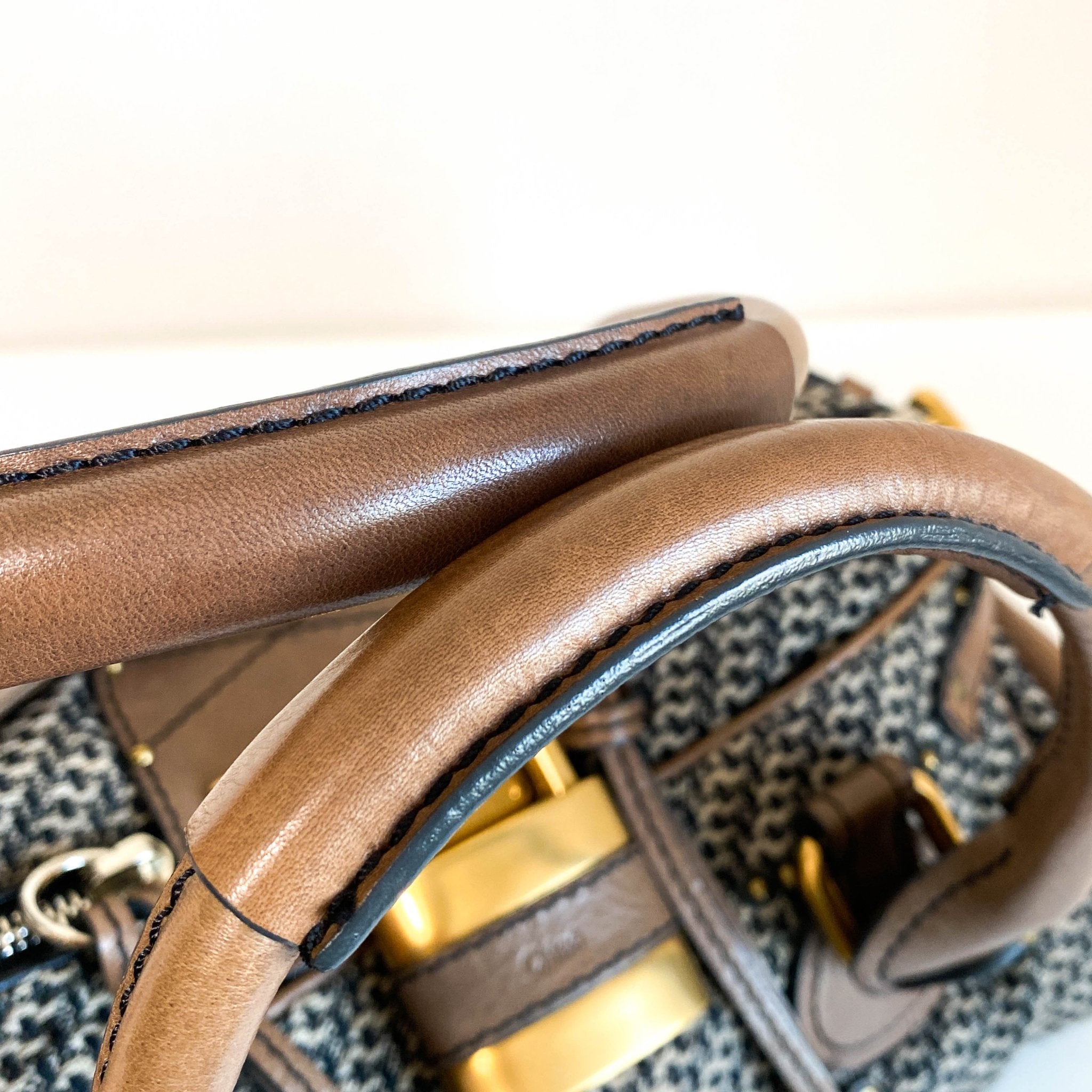 CHLOÉ Paddington Brown Gold Leather Tweed Handbag, in , Sold by HIVE PRELOVED - Handle Bags, ,