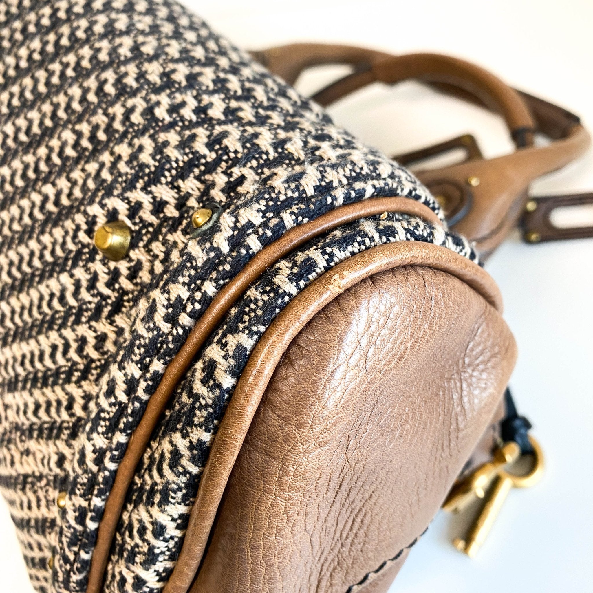 CHLOÉ Paddington Brown Gold Leather Tweed Handbag, in , Sold by HIVE PRELOVED - Handle Bags, ,