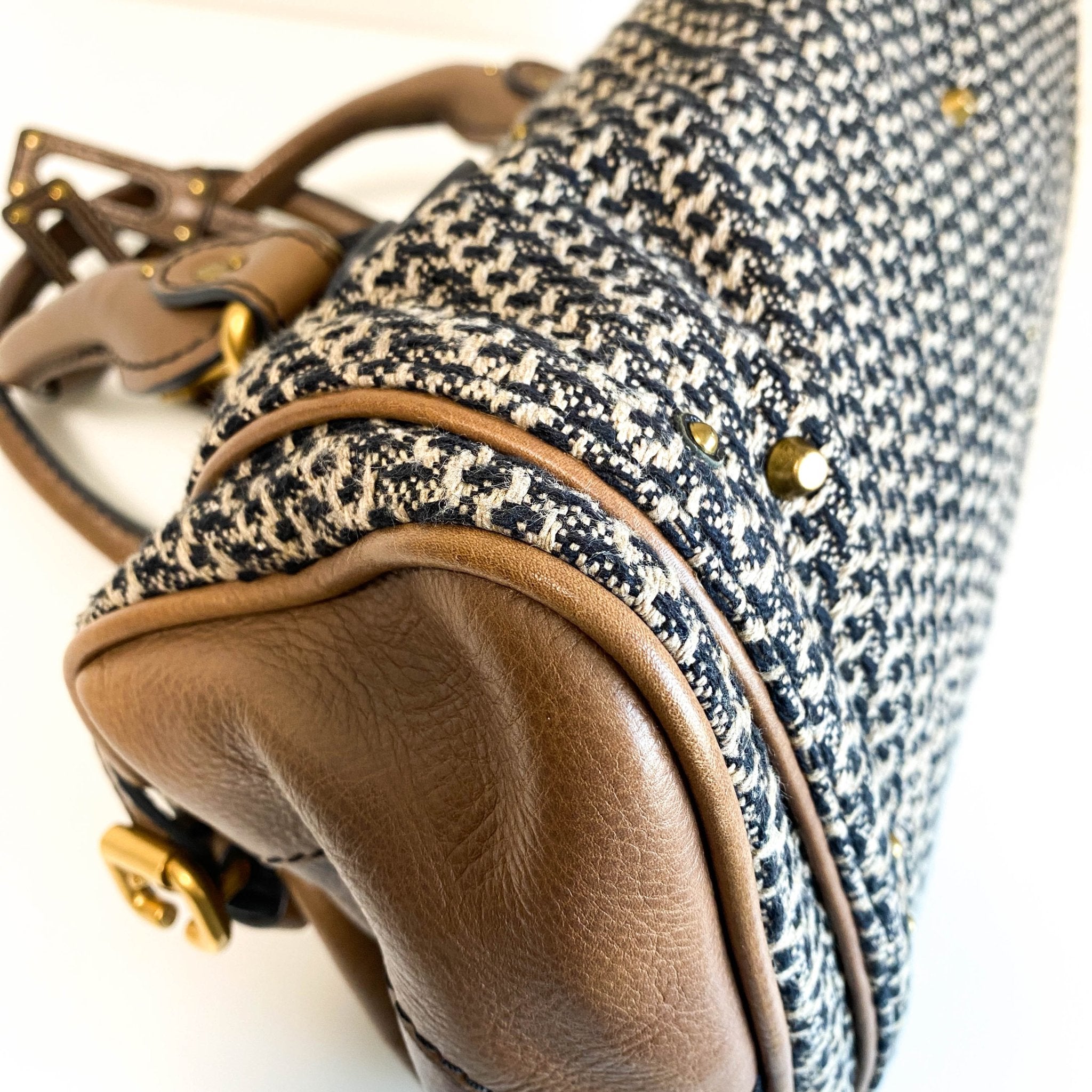 CHLOÉ Paddington Brown Gold Leather Tweed Handbag, in , Sold by HIVE PRELOVED - Handle Bags, ,