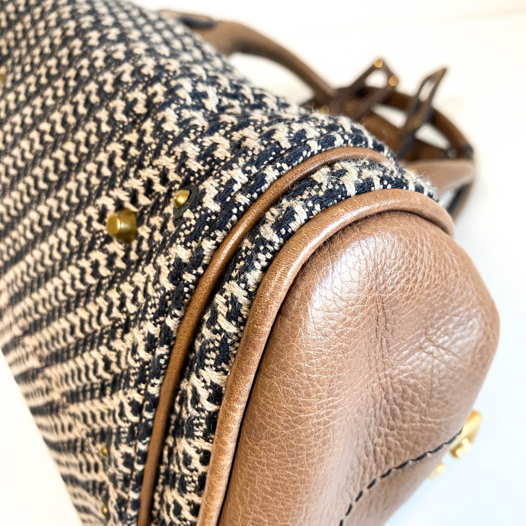 CHLOÉ Paddington Brown Gold Leather Tweed Handbag, in , Sold by HIVE PRELOVED - Handle Bags, ,