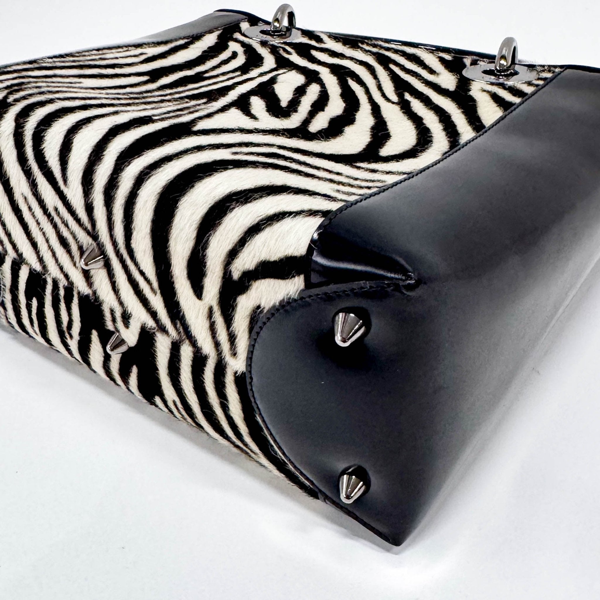 DIOR Black Patent Leather and Zebra Pony Hair Lady Dior Handbag, in , Sold by HIVE PRELOVED - Handle Bags, ,