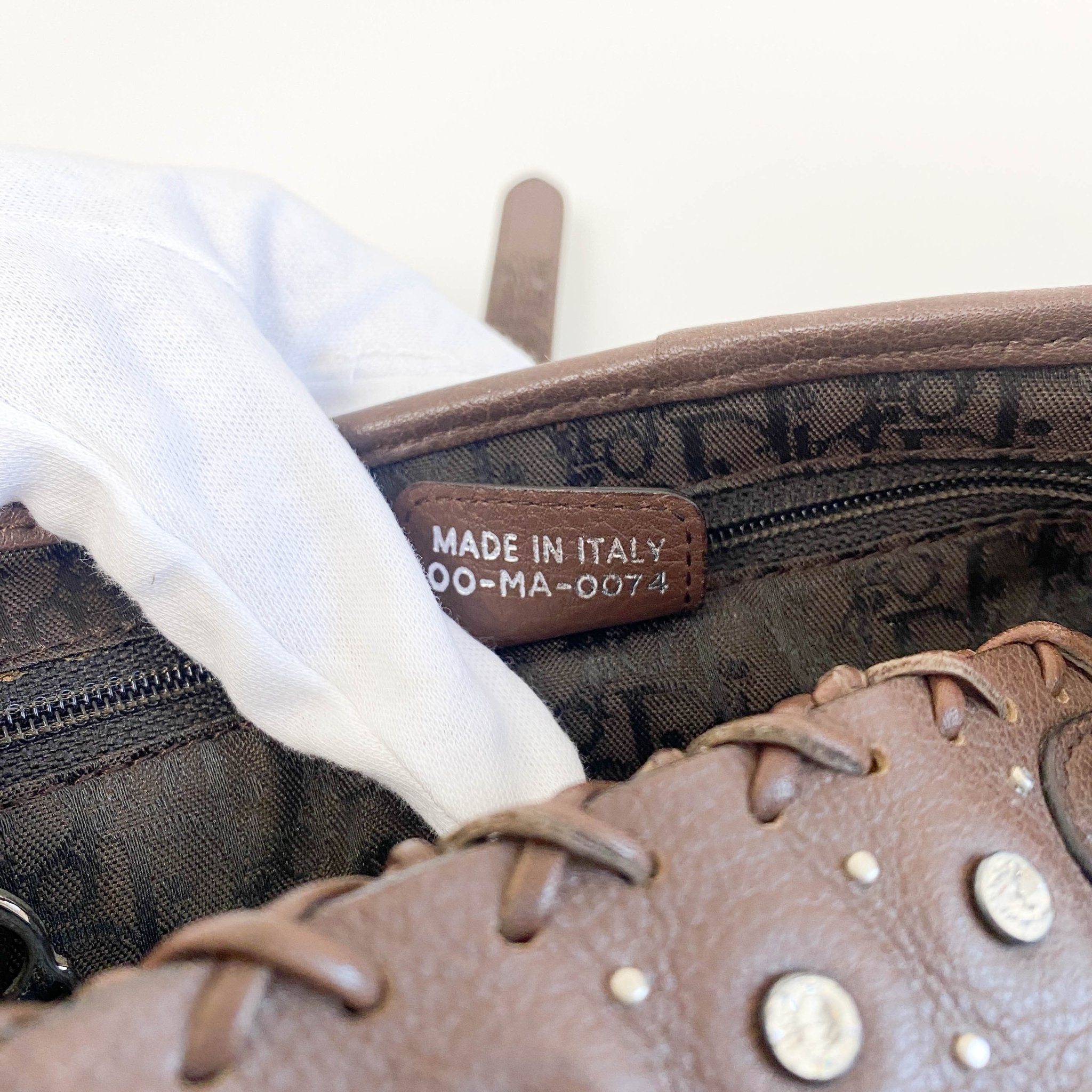 DIOR Brown Suede Studded Rhinestone Saddle Bag, in , Sold by HIVE PRELOVED - Shoulder Bags, ,