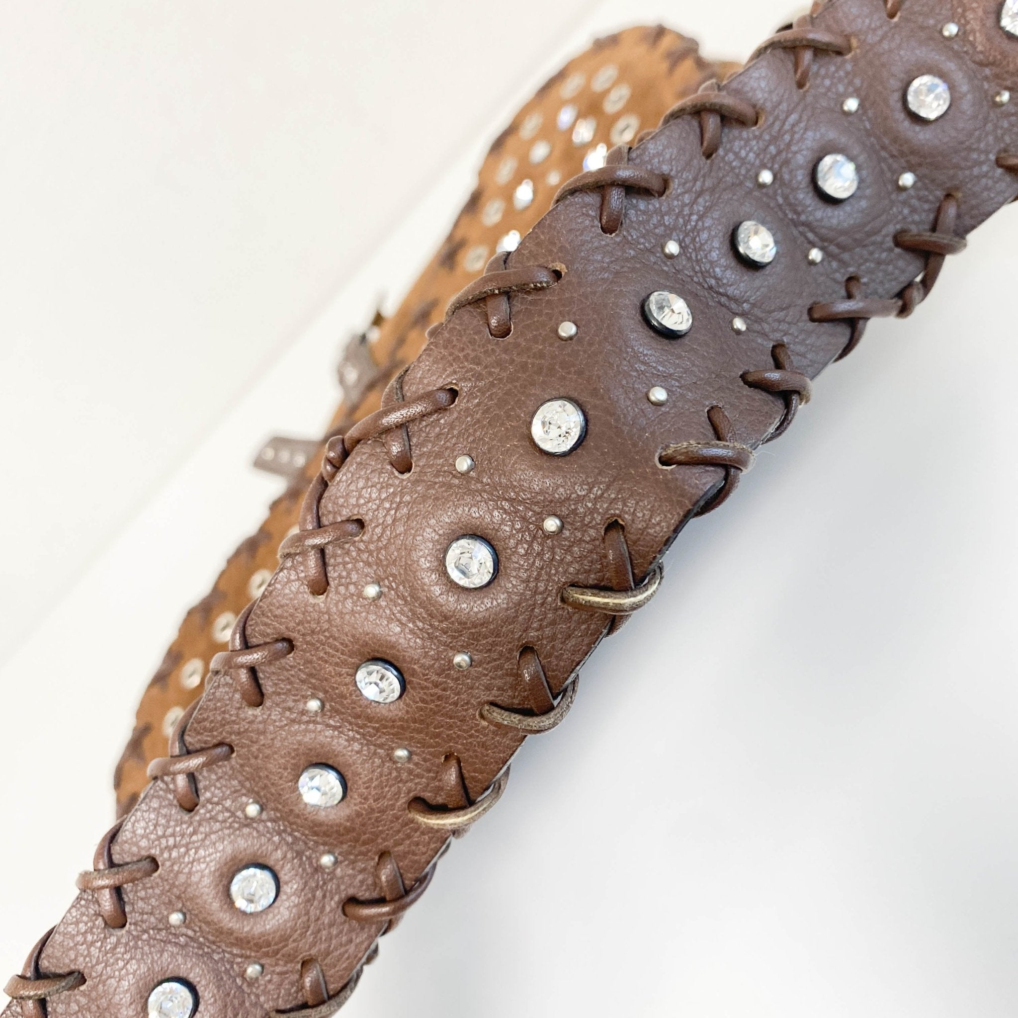 DIOR Brown Suede Studded Rhinestone Saddle Bag, in , Sold by HIVE PRELOVED - Shoulder Bags, ,