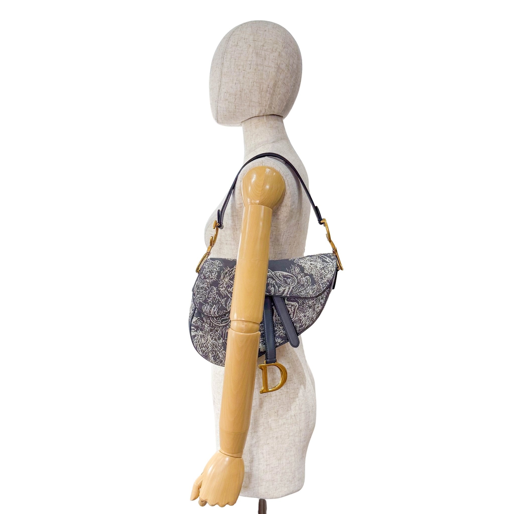 DIOR Canvas Grey Saddle Bag Toile DE Jouy Reverse Jacquard, in , Sold by HIVE PRELOVED - Shoulder Bags, ,