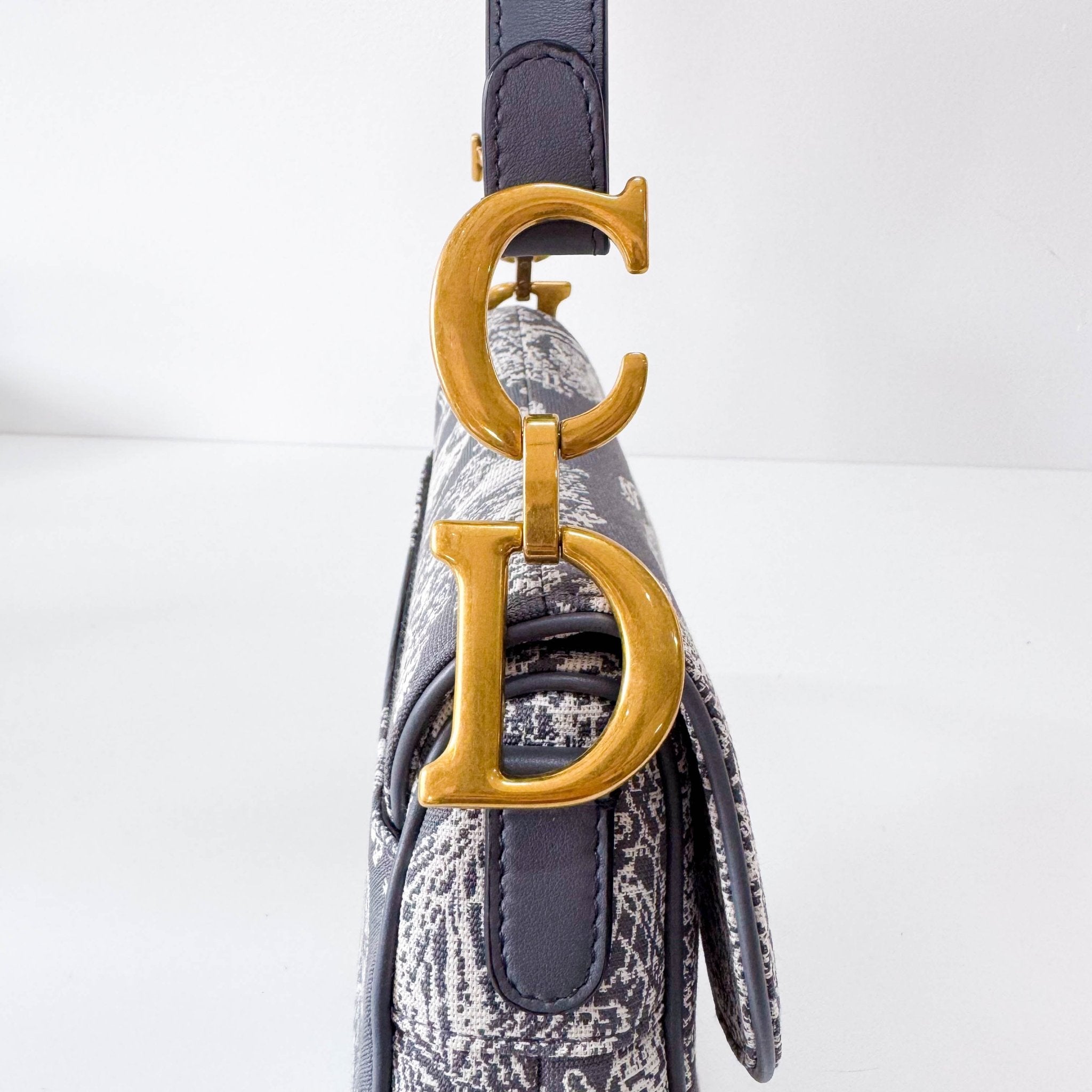 DIOR Canvas Grey Saddle Bag Toile DE Jouy Reverse Jacquard, in , Sold by HIVE PRELOVED - Shoulder Bags, ,