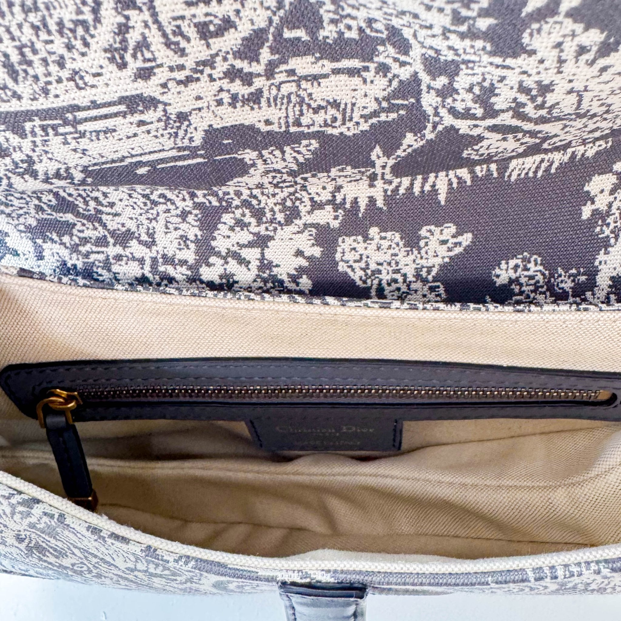 DIOR Canvas Grey Saddle Bag Toile DE Jouy Reverse Jacquard, in , Sold by HIVE PRELOVED - Shoulder Bags, ,