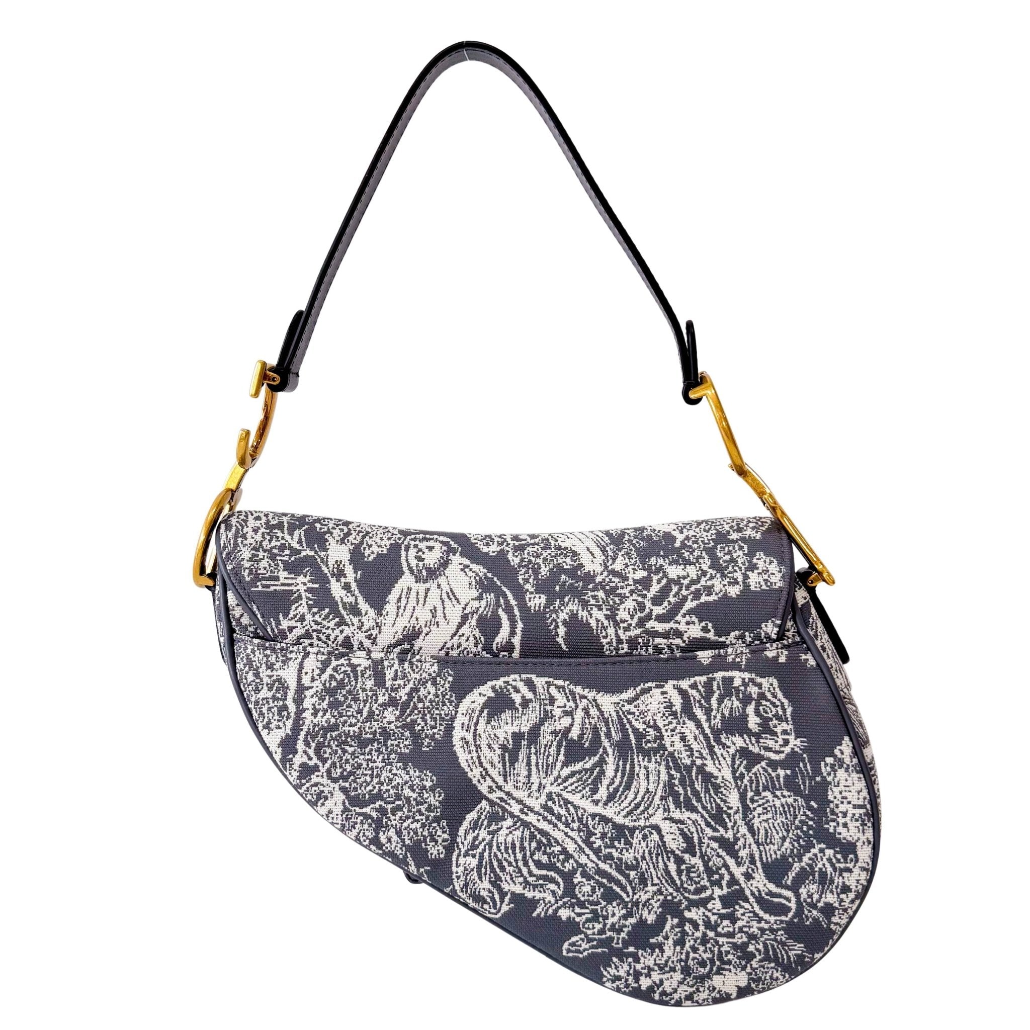 DIOR Canvas Grey Saddle Bag Toile DE Jouy Reverse Jacquard, in , Sold by HIVE PRELOVED - Shoulder Bags, ,