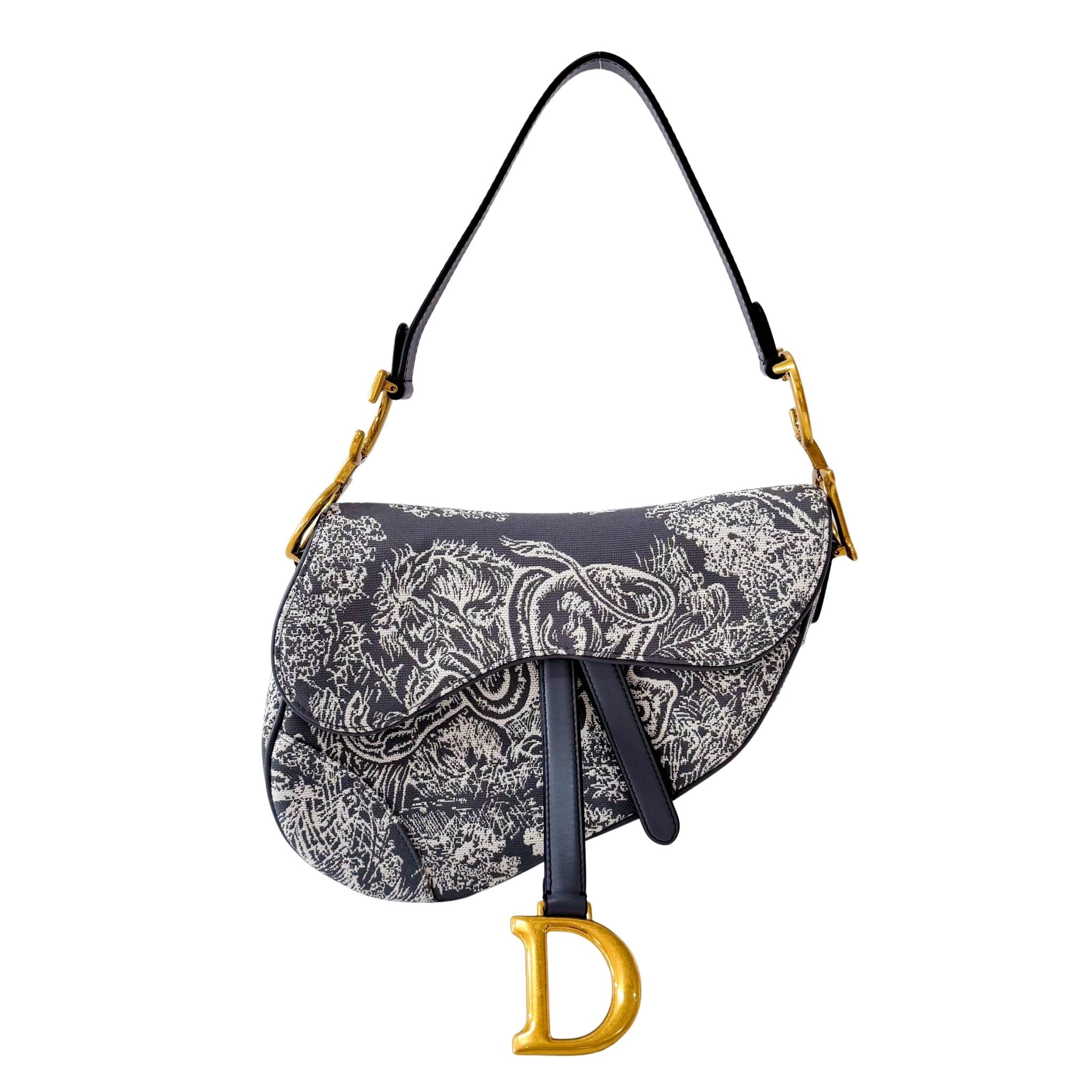 DIOR Canvas Grey Saddle Bag Toile DE Jouy Reverse Jacquard, in , Sold by HIVE PRELOVED - Shoulder Bags, ,