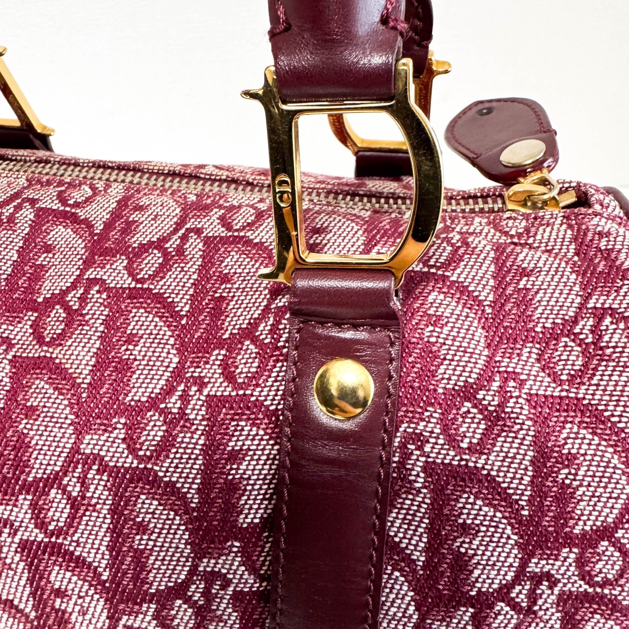 DIOR Christian Dior Trotter Canvas Boston Bag Wine Red, in , Sold by HIVE PRELOVED - Handle Bags, ,