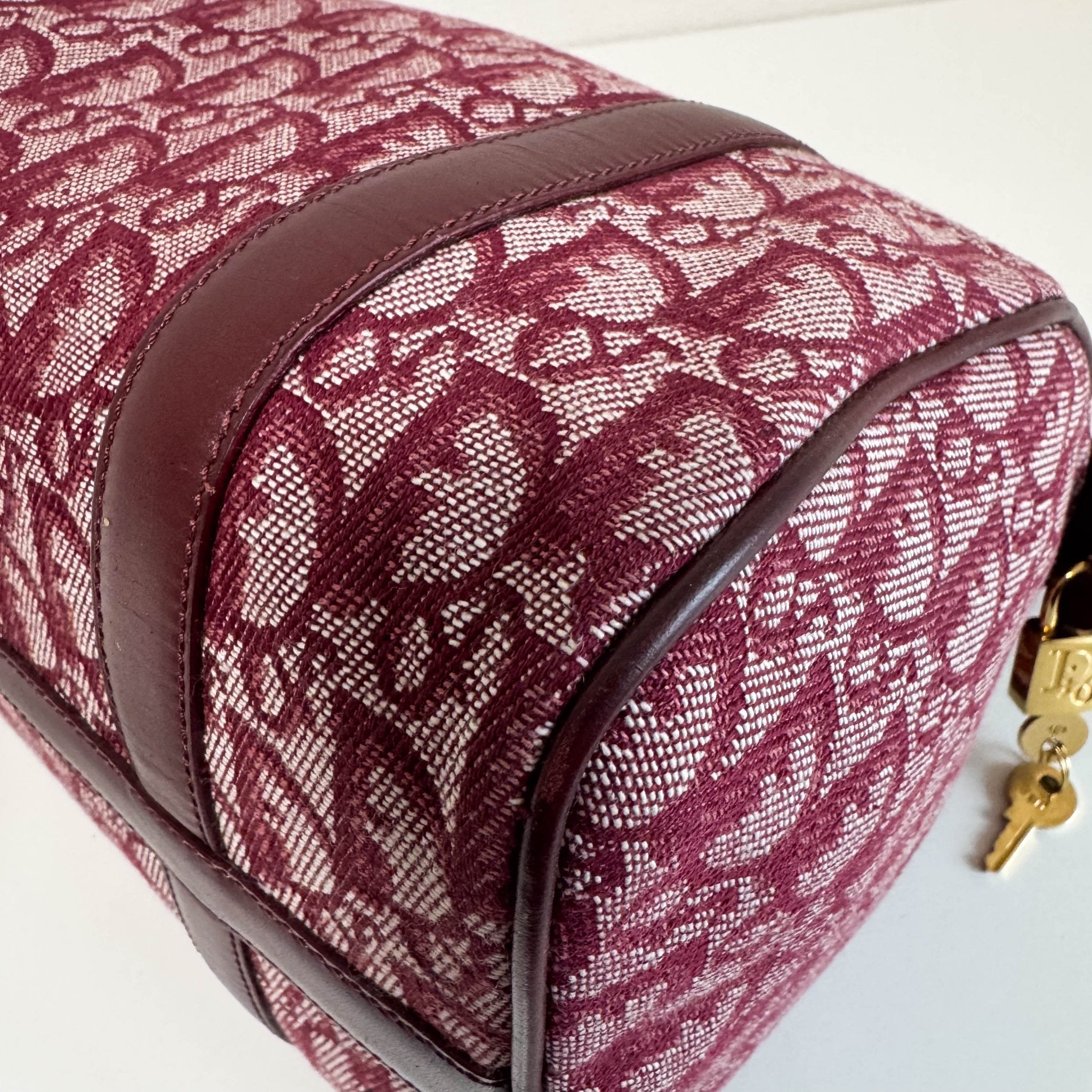 DIOR Christian Dior Trotter Canvas Boston Bag Wine Red, in , Sold by HIVE PRELOVED - Handle Bags, ,