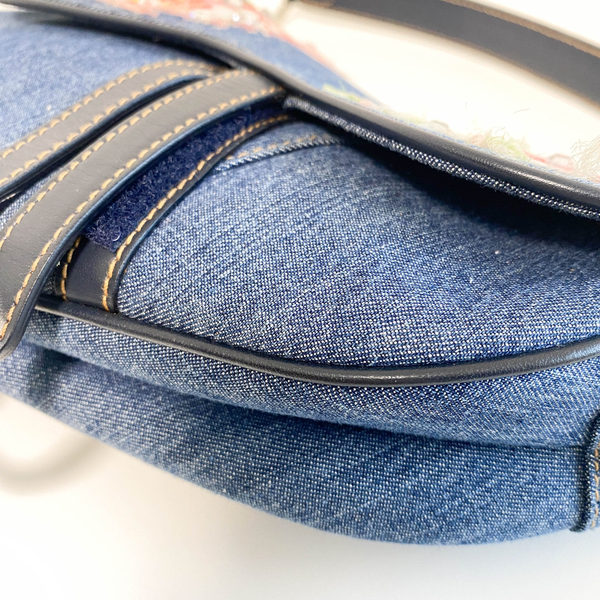 DIOR Denim Crystal Floral Embroidered Saddle Bag, in , Sold by HIVE PRELOVED - Shoulder Bags, ,