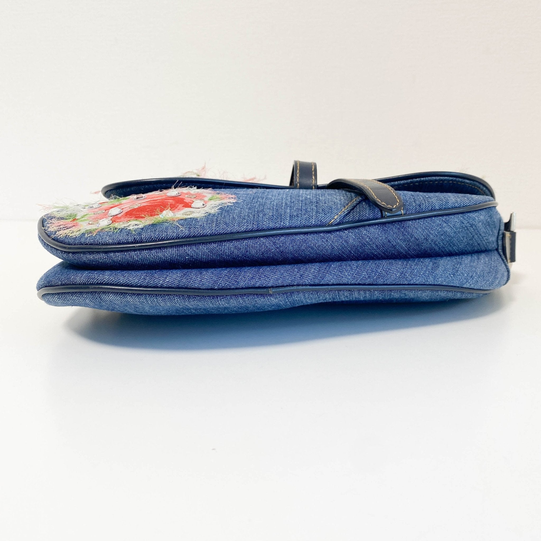 DIOR Denim Crystal Floral Embroidered Saddle Bag, in , Sold by HIVE PRELOVED - Shoulder Bags, ,