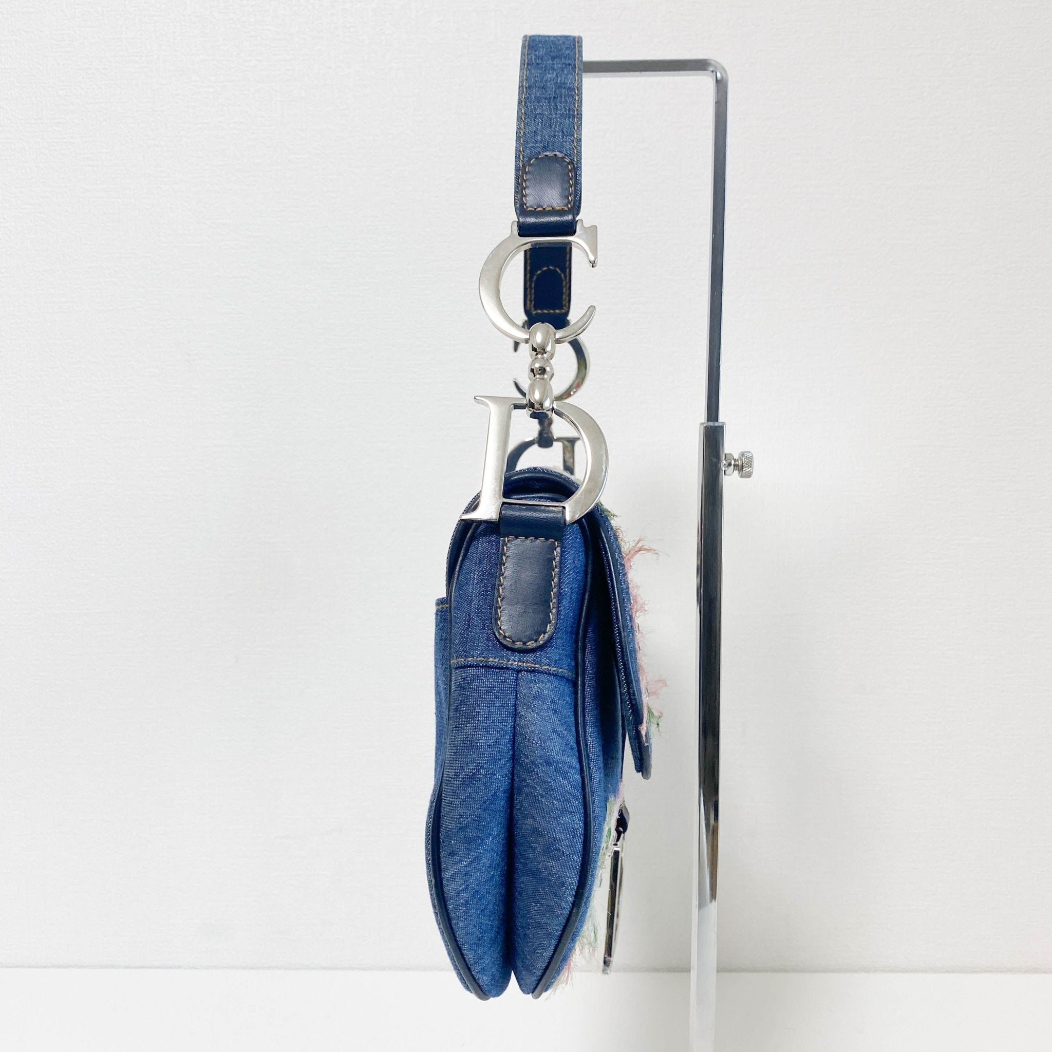 DIOR Denim Crystal Floral Embroidered Saddle Bag, in , Sold by HIVE PRELOVED - Shoulder Bags, ,