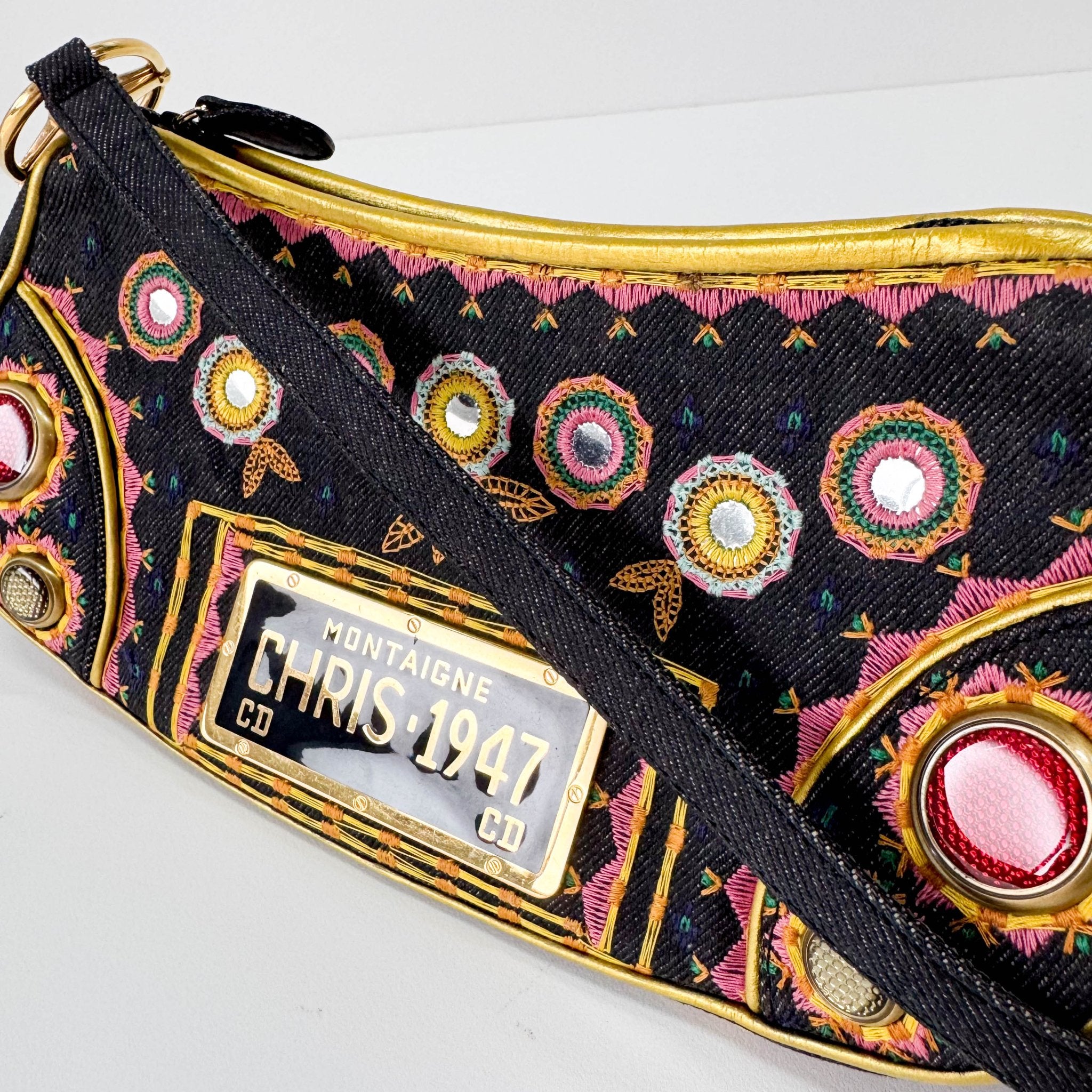 DIOR Denim Embroidered Cadillac Shoulder Bag, in , Sold by HIVE PRELOVED - Shoulder Bags, ,