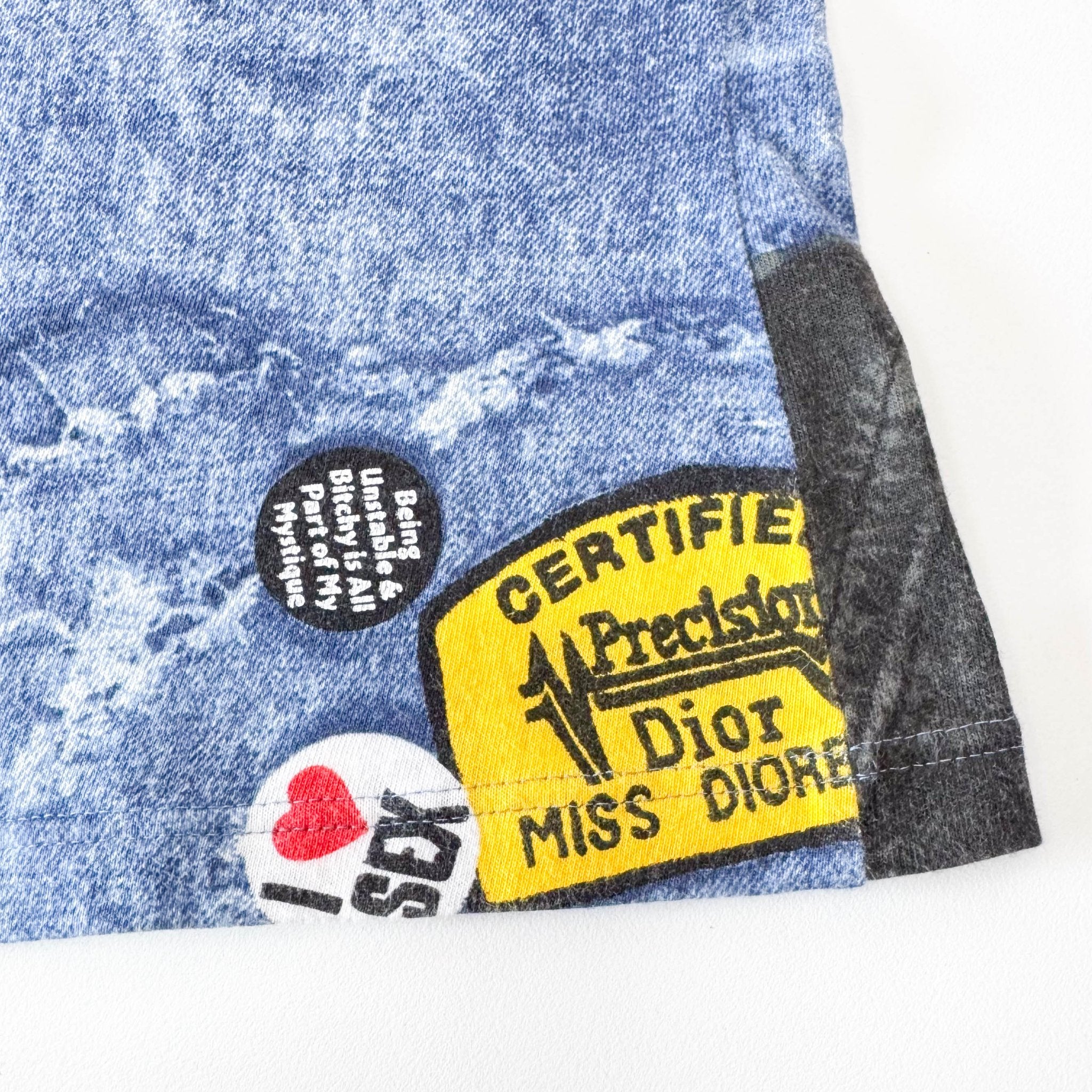 DIOR Denim Print Cotton T-shirt SIZE 6, in , Sold by HIVE PRELOVED - Tops, ,