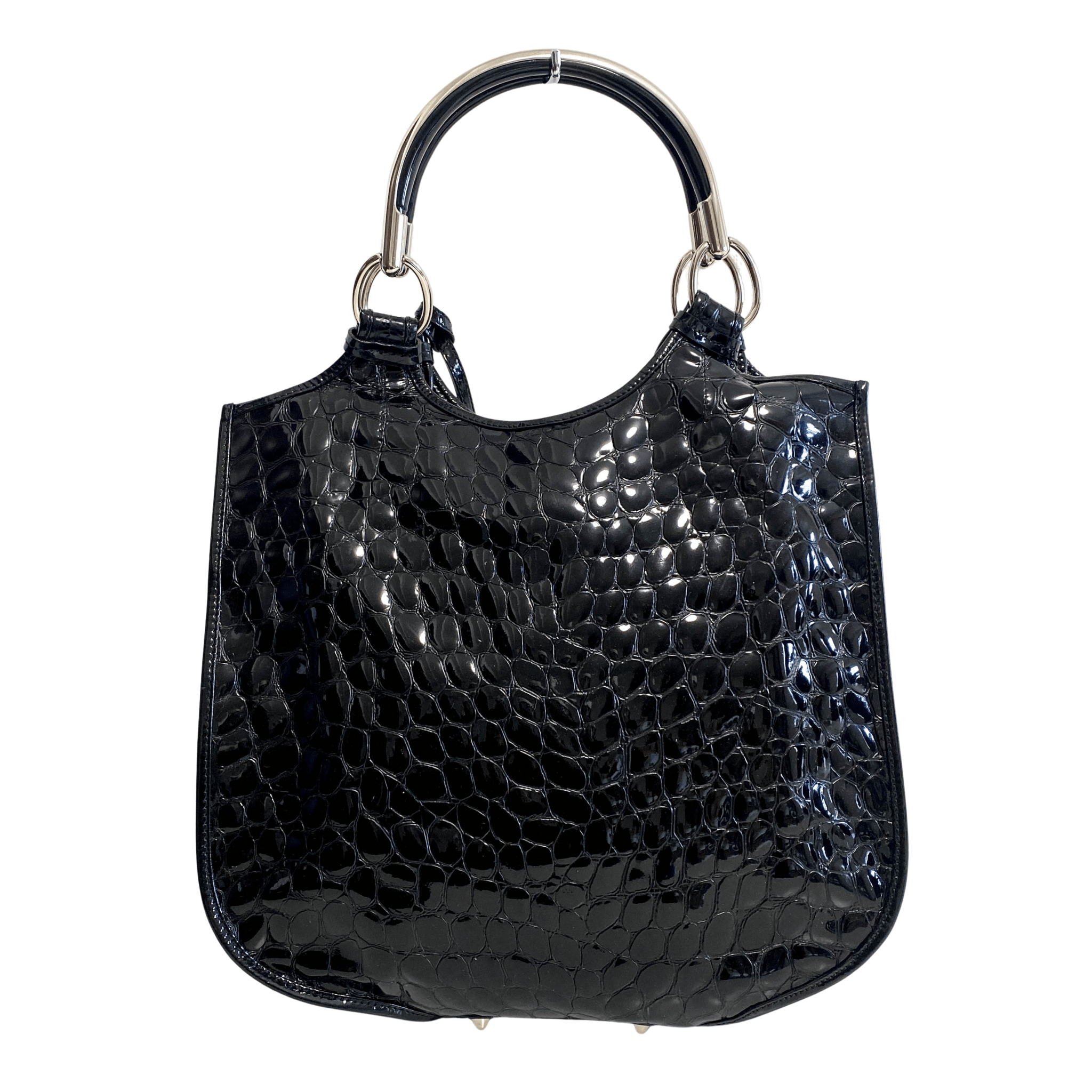 DIOR Dior 61 Black Patent Embossed Handle Tote, in , Sold by HIVE PRELOVED - Handle Bags, ,