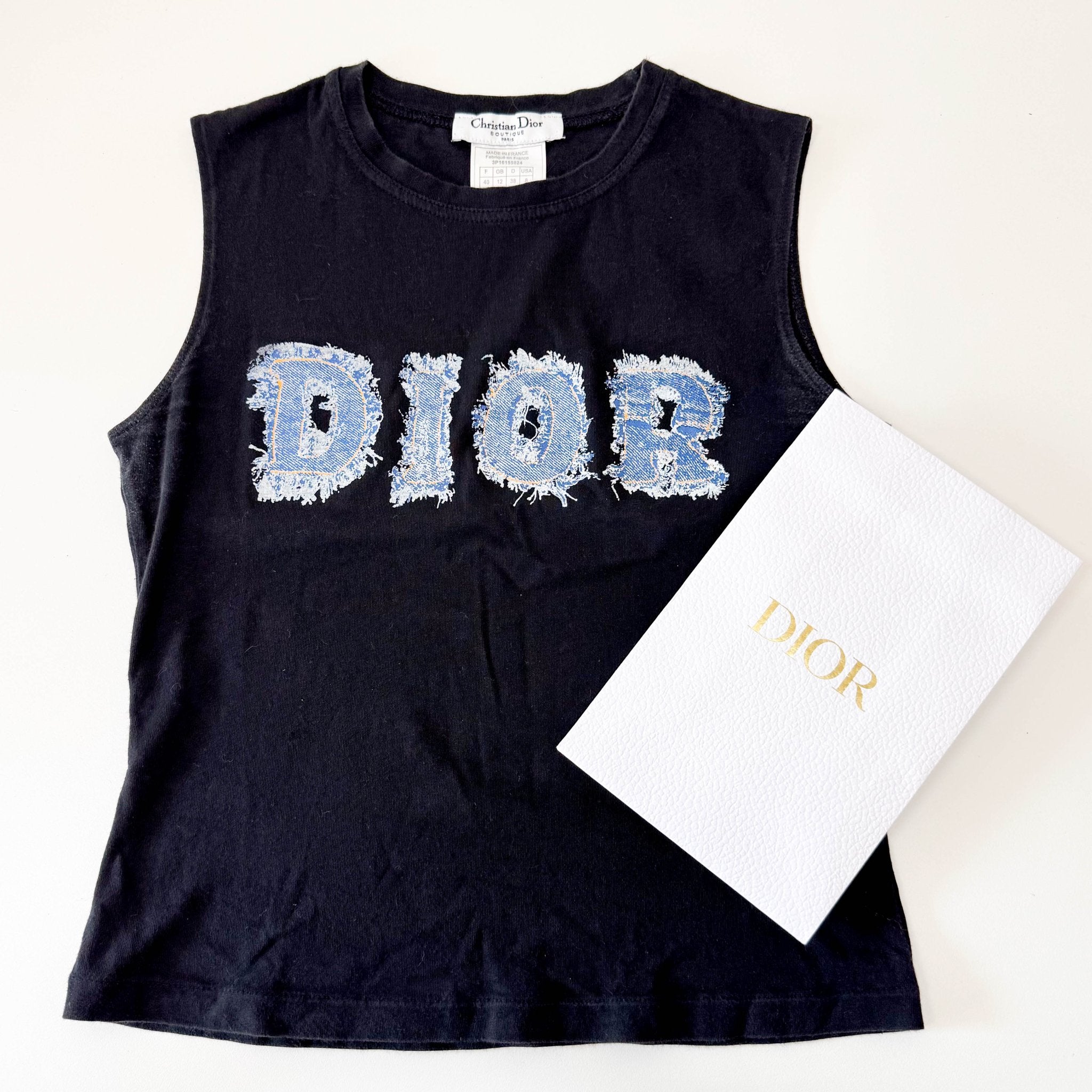 DIOR Dior Denim Print Logo Sleeveless Top, in , Sold by HIVE PRELOVED - Tops, ,