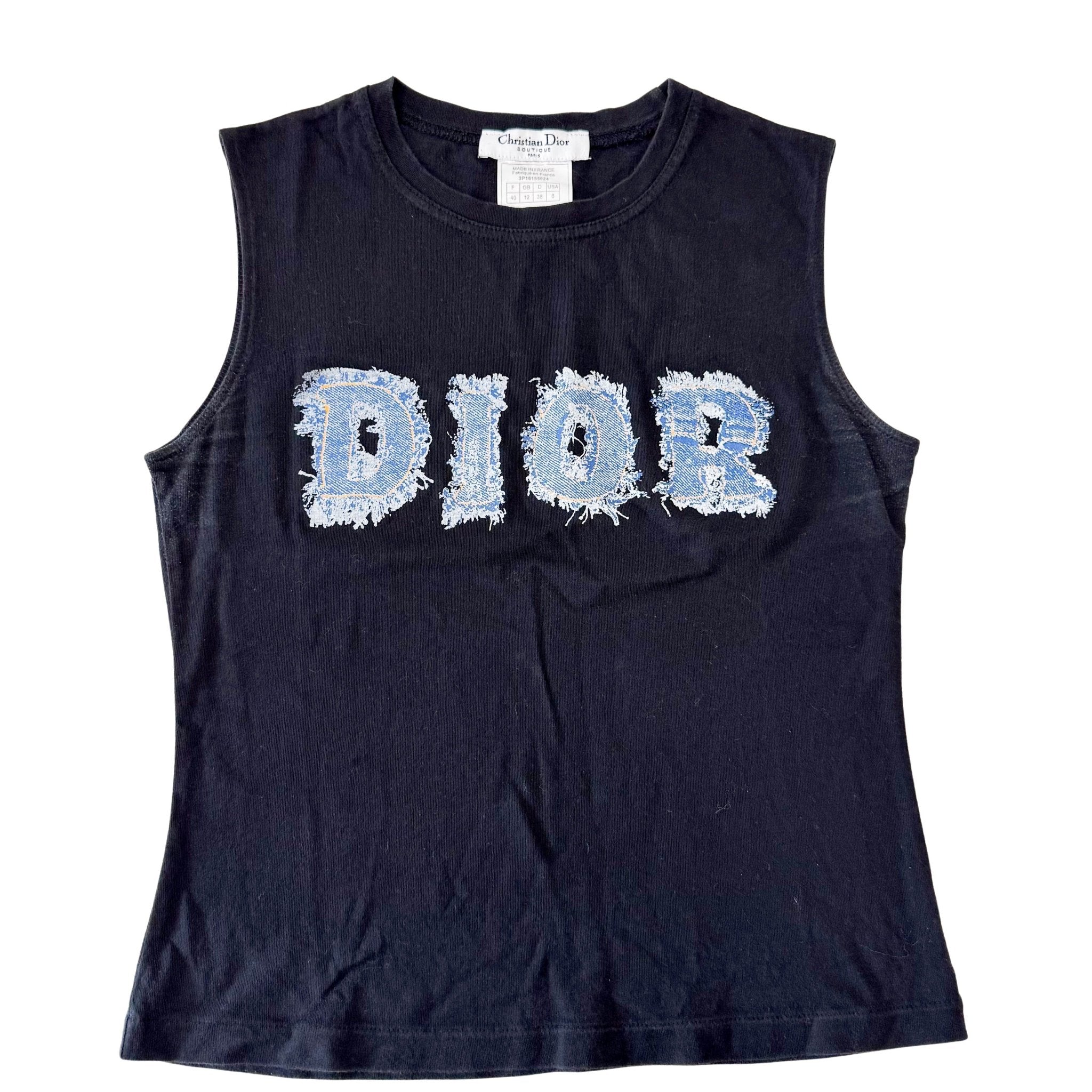 DIOR Dior Denim Print Logo Sleeveless Top, in , Sold by HIVE PRELOVED - Tops, ,