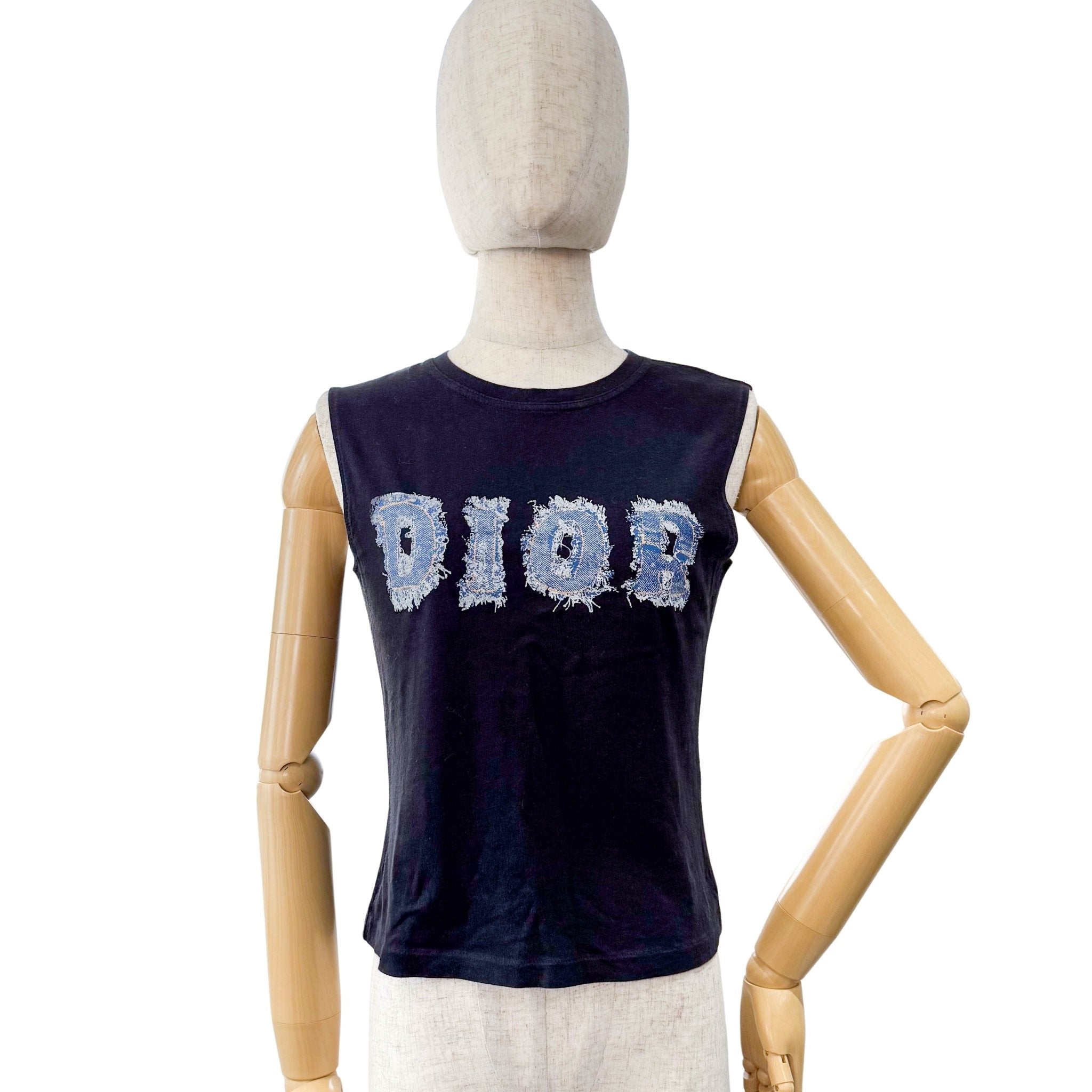 DIOR Dior Denim Print Logo Sleeveless Top, in , Sold by HIVE PRELOVED - Tops, ,