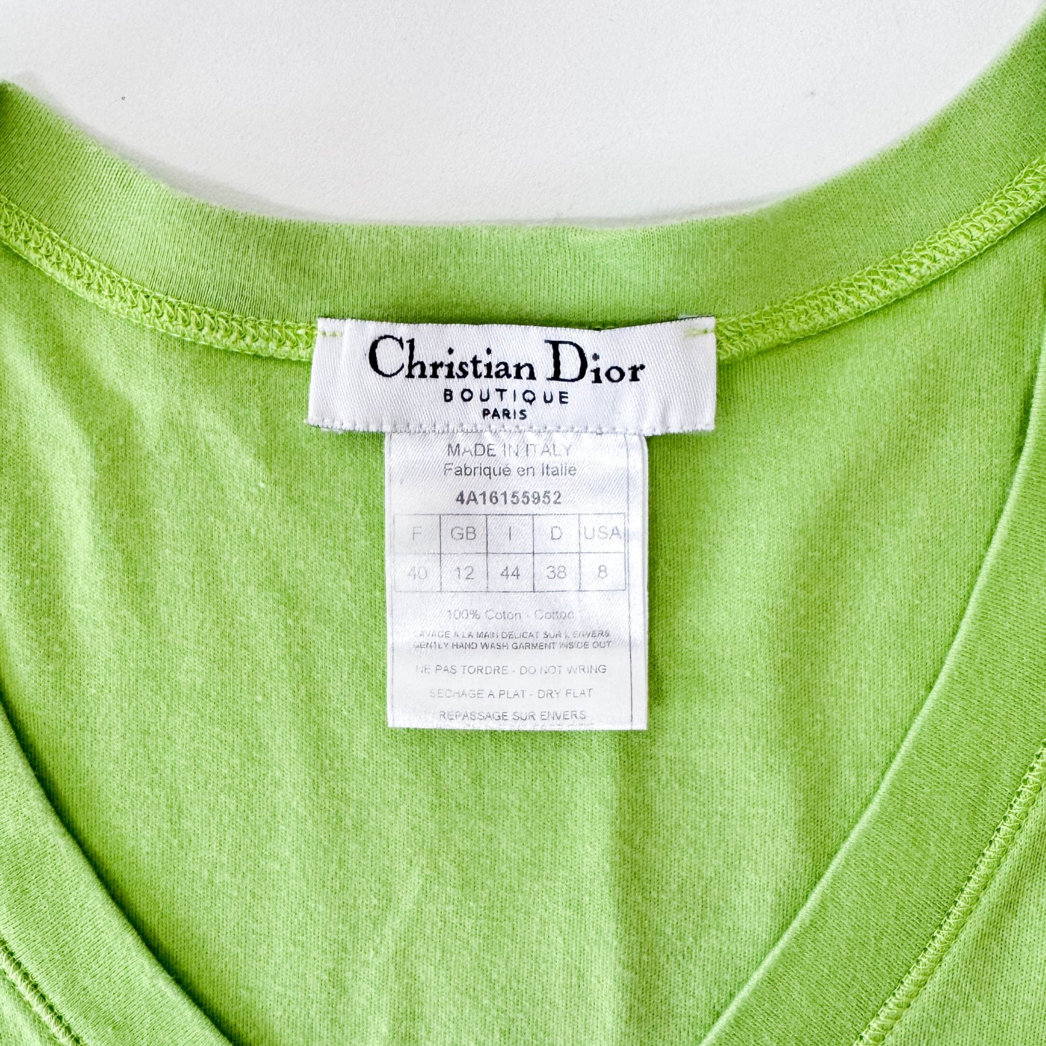 DIOR DIOR DOLLS Green T-shirt Size 8, in , Sold by HIVE PRELOVED - Tops, ,