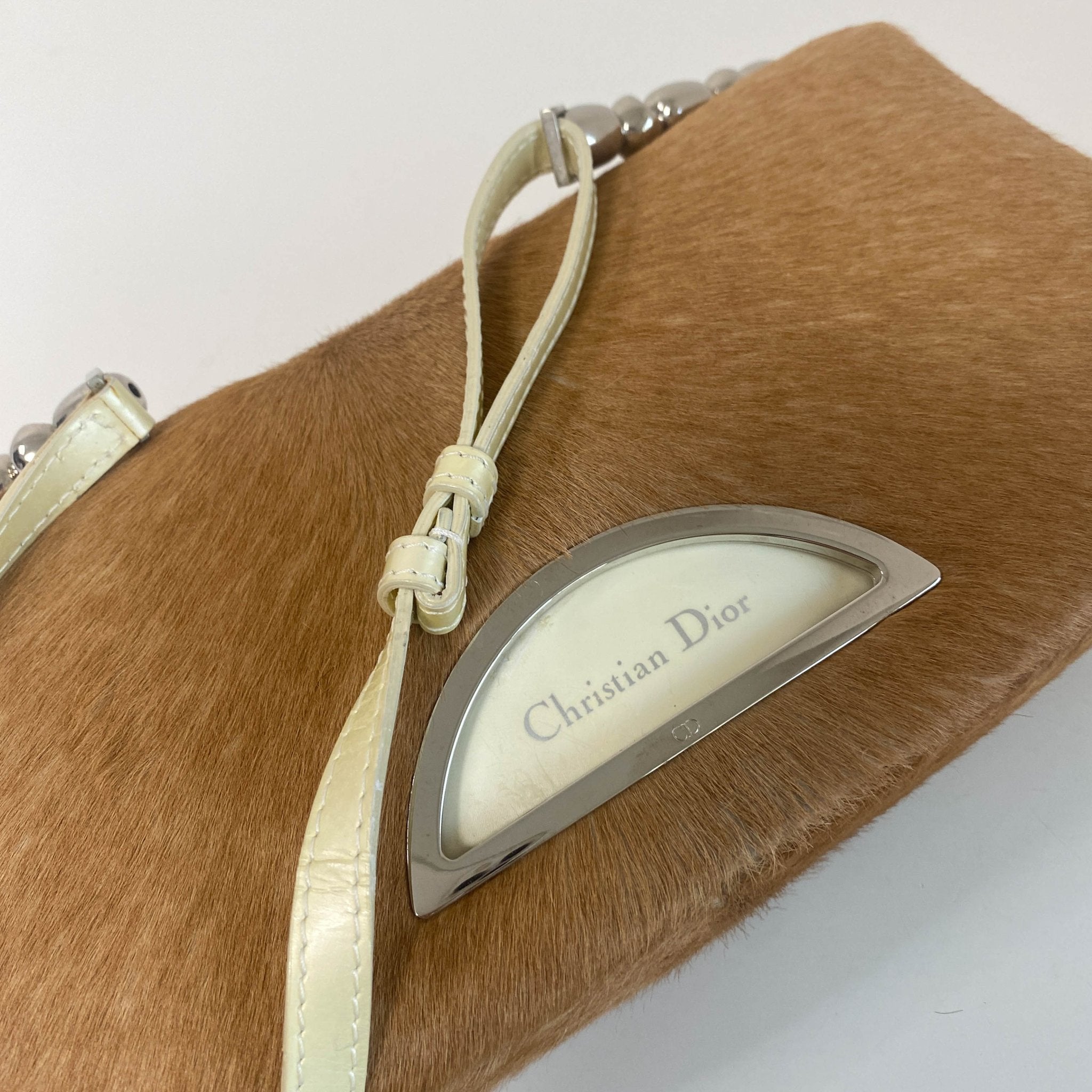 DIOR Dior Malice Pearl Light Brown Fur & Pastel Yellow Belt, in , Sold by HIVE PRELOVED - Shoulder Bags, ,