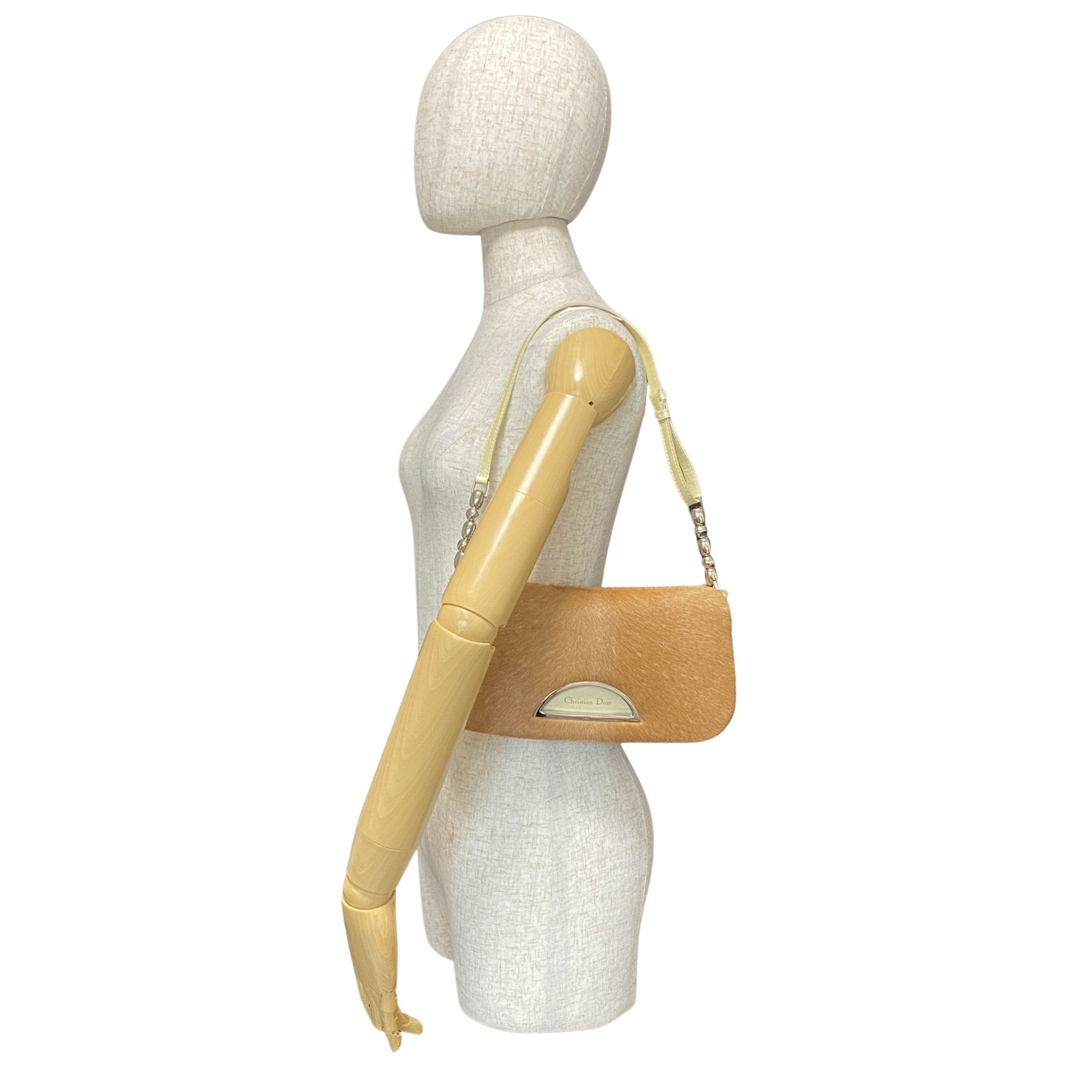 DIOR Dior Malice Pearl Light Brown Fur & Pastel Yellow Belt, in , Sold by HIVE PRELOVED - Shoulder Bags, ,