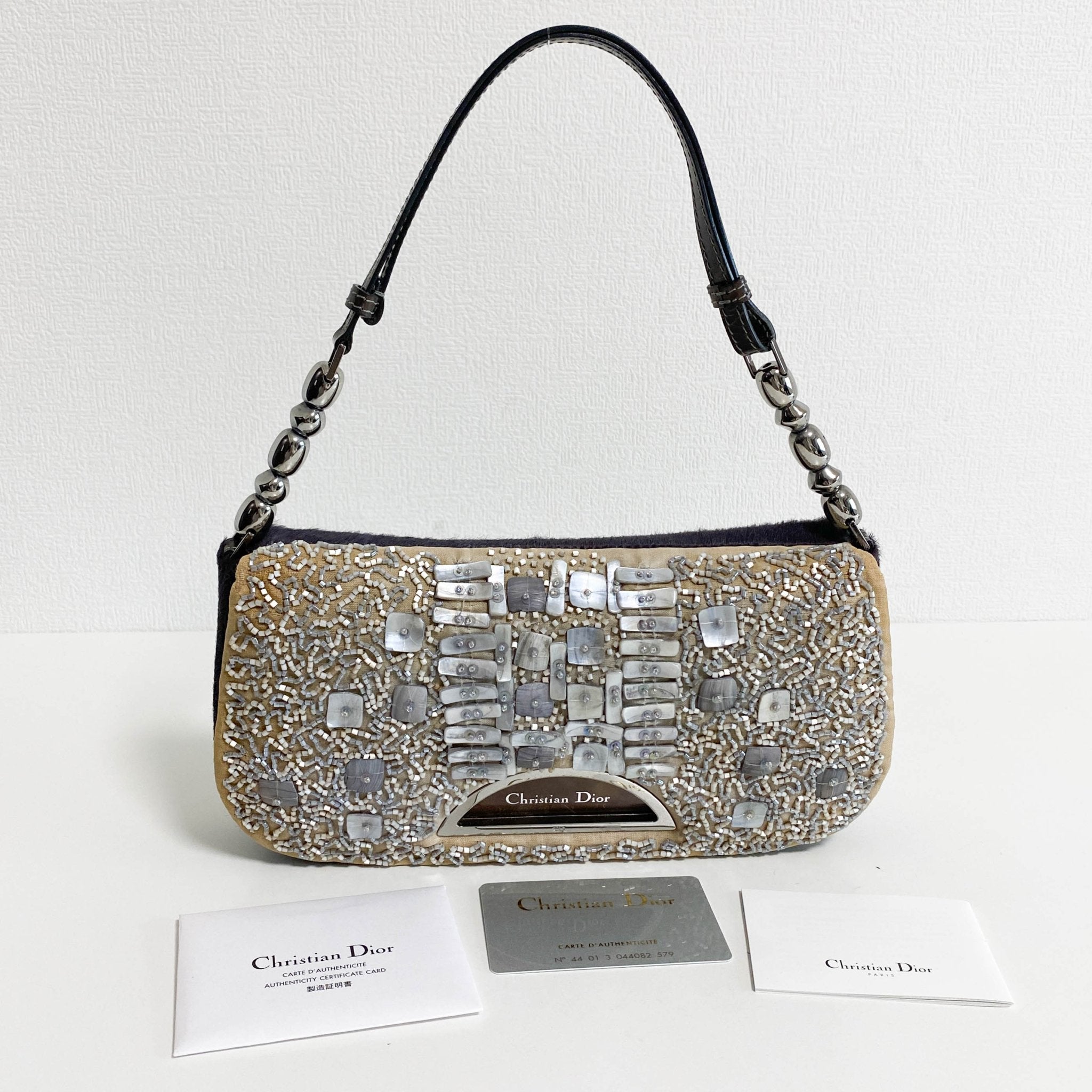 DIOR Dior Malice Pearl Silver Beads Embroidery Shoulder Bag, in , Sold by HIVE PRELOVED - Shoulder Bags, ,