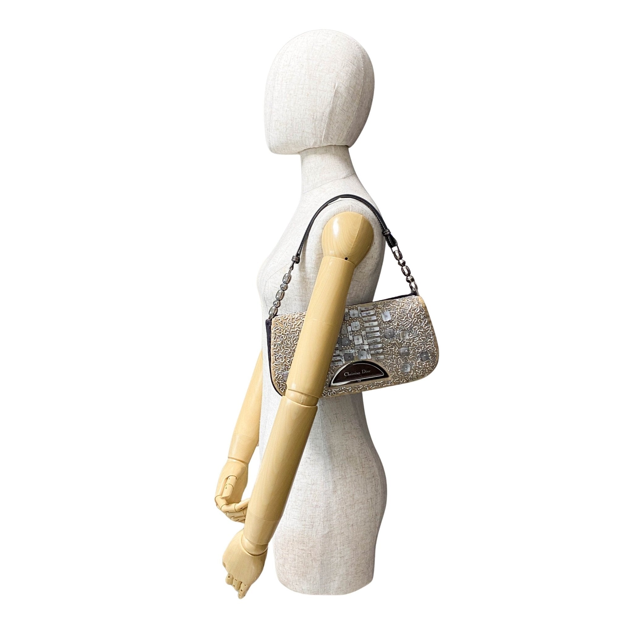 DIOR Dior Malice Pearl Silver Beads Embroidery Shoulder Bag, in , Sold by HIVE PRELOVED - Shoulder Bags, ,