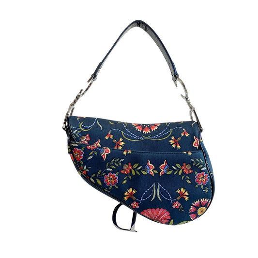 DIOR Flower Print Cotton Canvas Saddle Shoulder Bag, in , Sold by HIVE PRELOVED - Shoulder Bags, ,