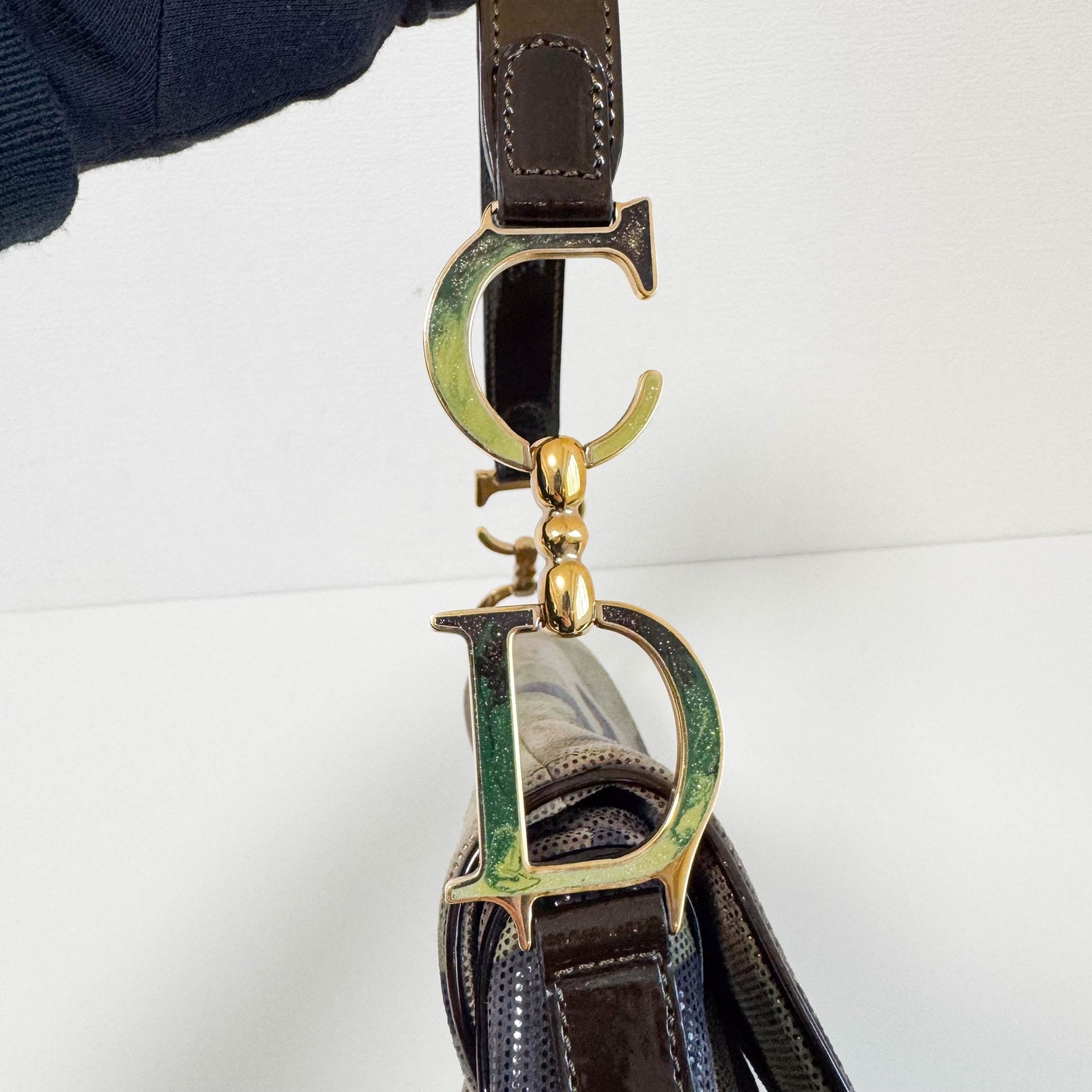 DIOR Green Camouflage Coated Canvas Saddle Shoulder Bag, in , Sold by HIVE PRELOVED - Shoulder Bags, ,