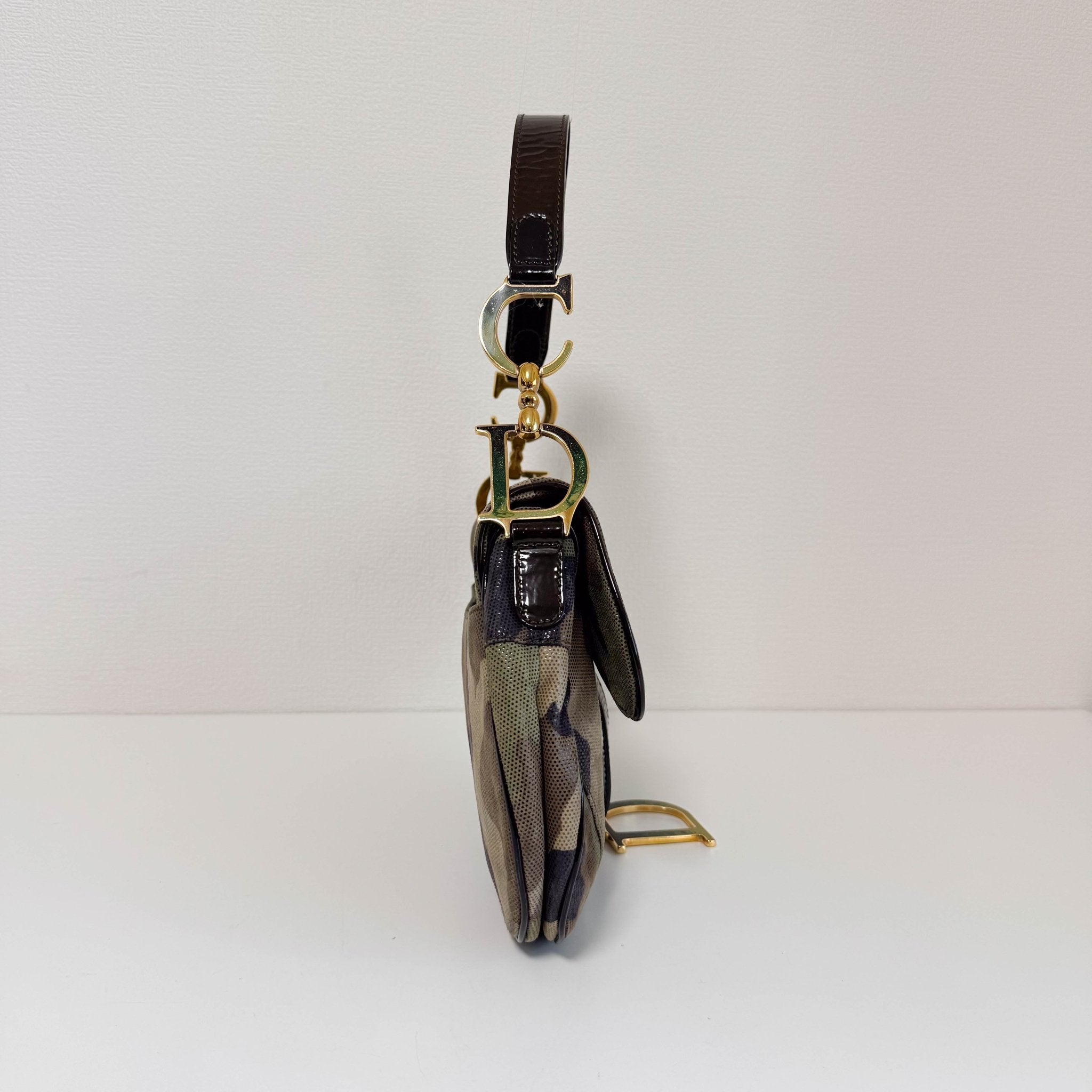 DIOR Green Camouflage Coated Canvas Saddle Shoulder Bag, in , Sold by HIVE PRELOVED - Shoulder Bags, ,