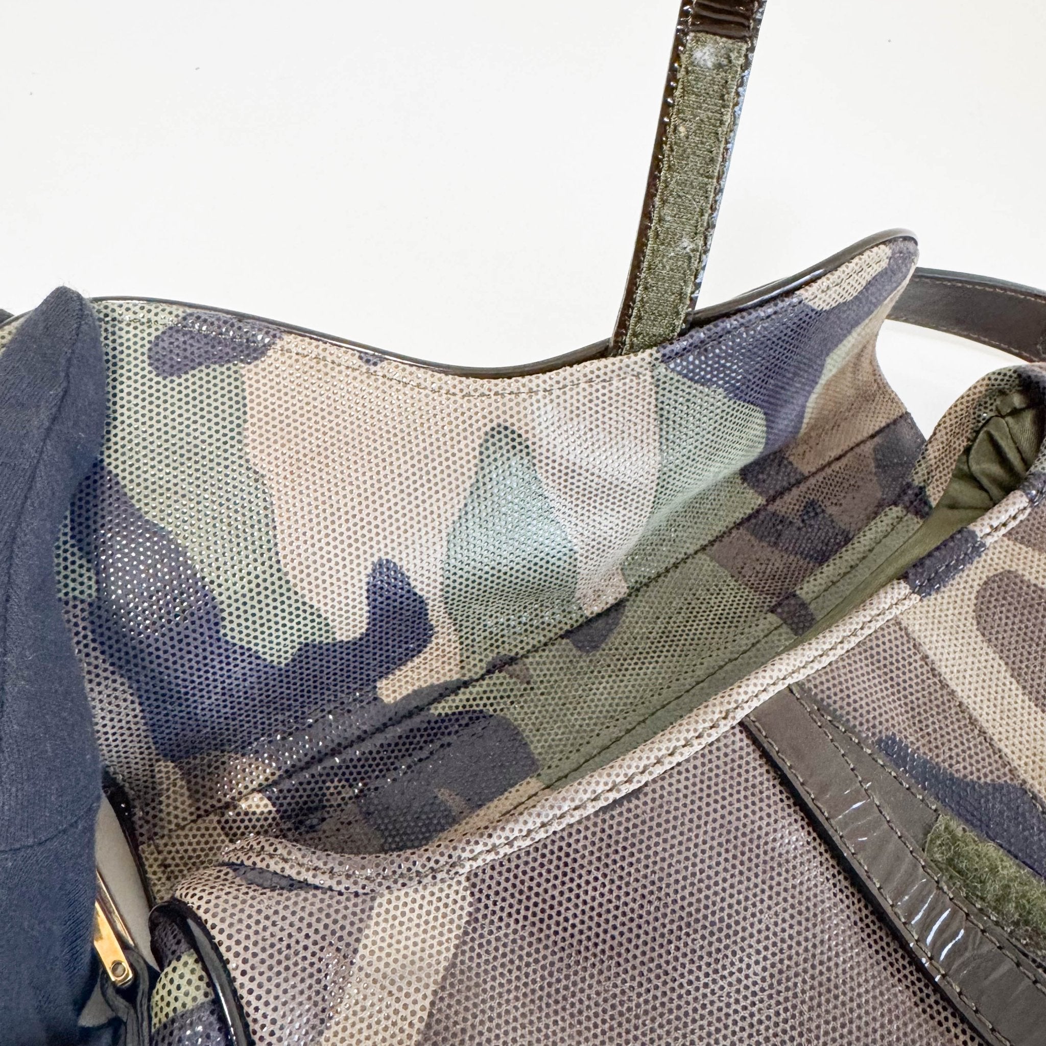 DIOR Green Camouflage Coated Canvas Saddle Shoulder Bag, in , Sold by HIVE PRELOVED - Shoulder Bags, ,