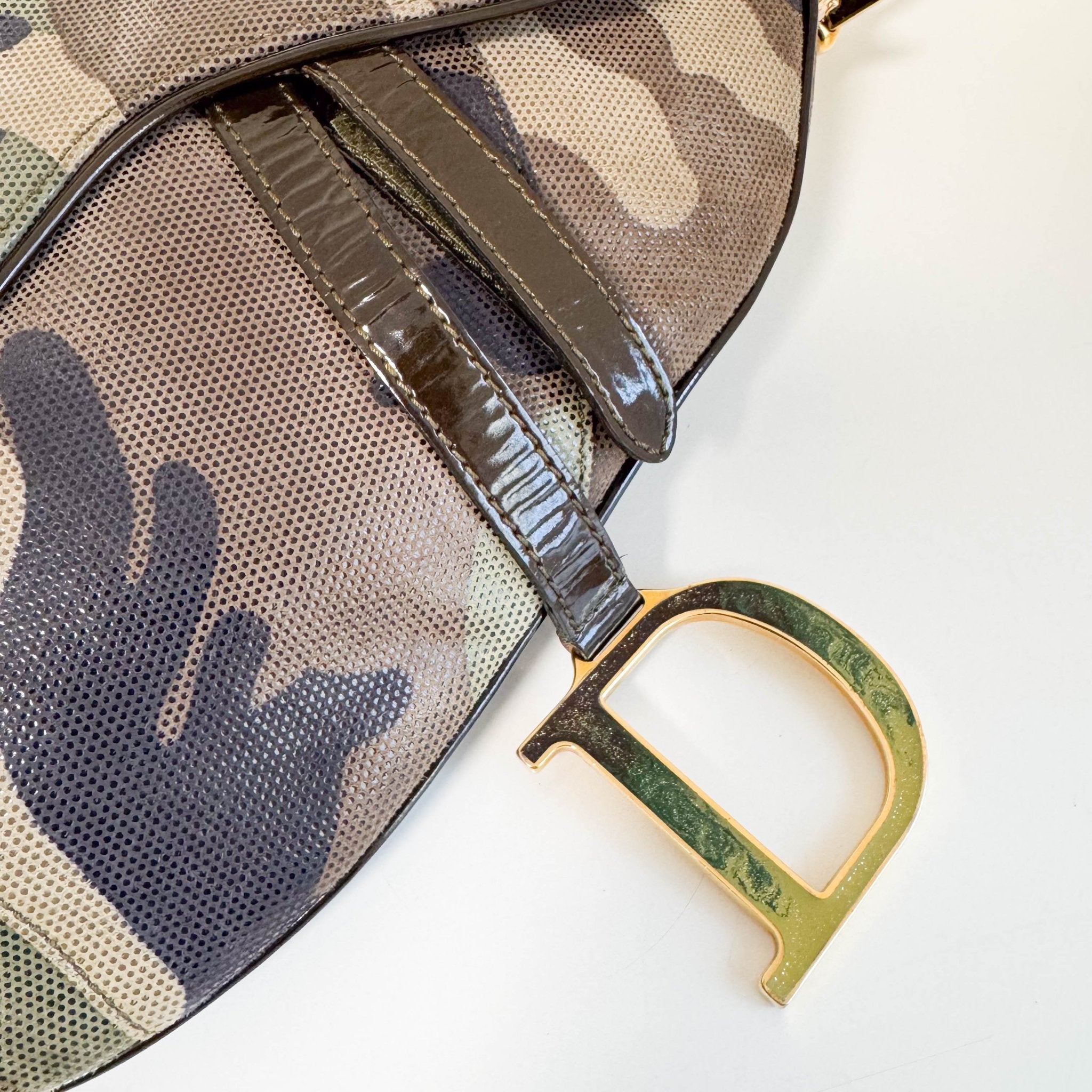 DIOR Green Camouflage Coated Canvas Saddle Shoulder Bag, in , Sold by HIVE PRELOVED - Shoulder Bags, ,