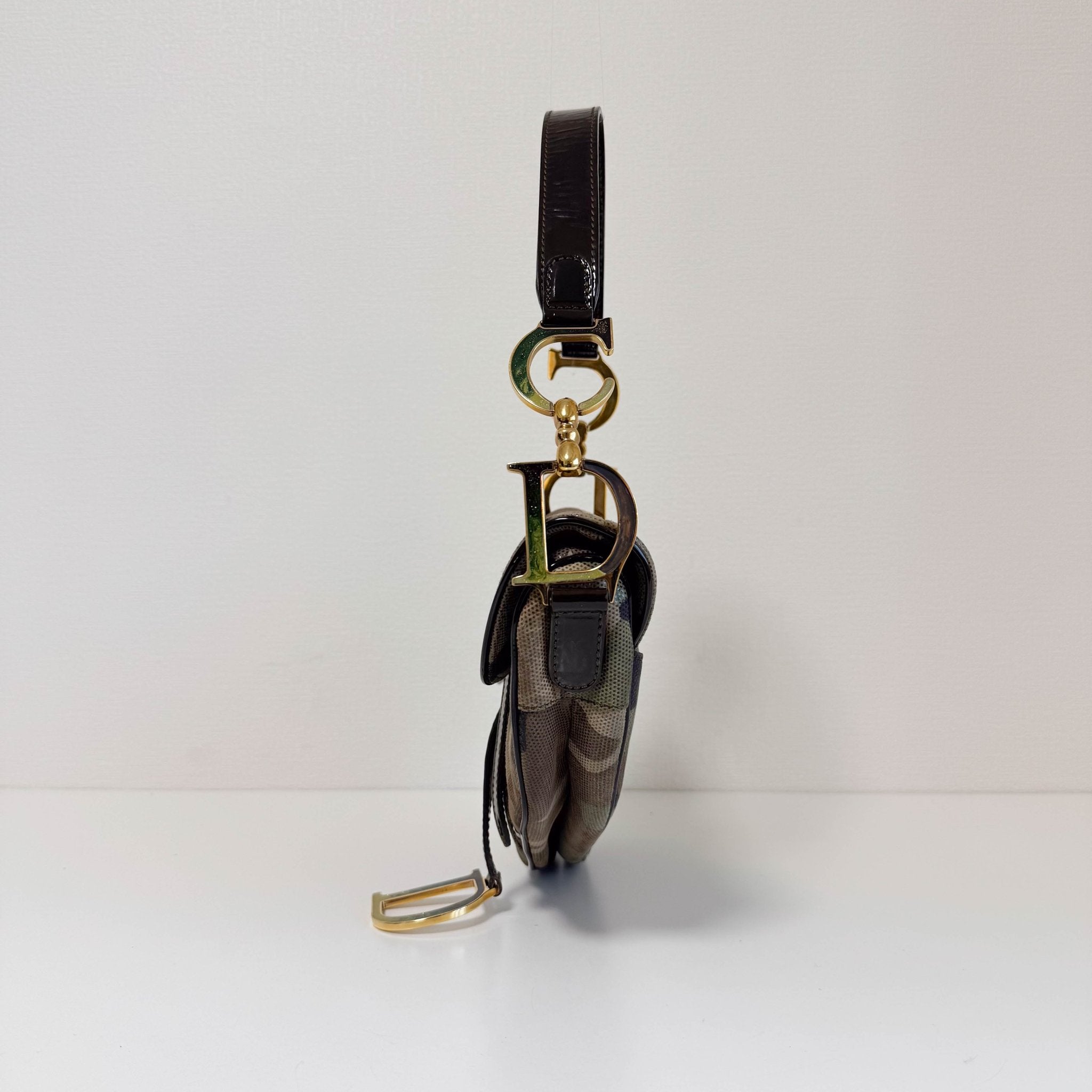 DIOR Green Camouflage Coated Canvas Saddle Shoulder Bag, in , Sold by HIVE PRELOVED - Shoulder Bags, ,