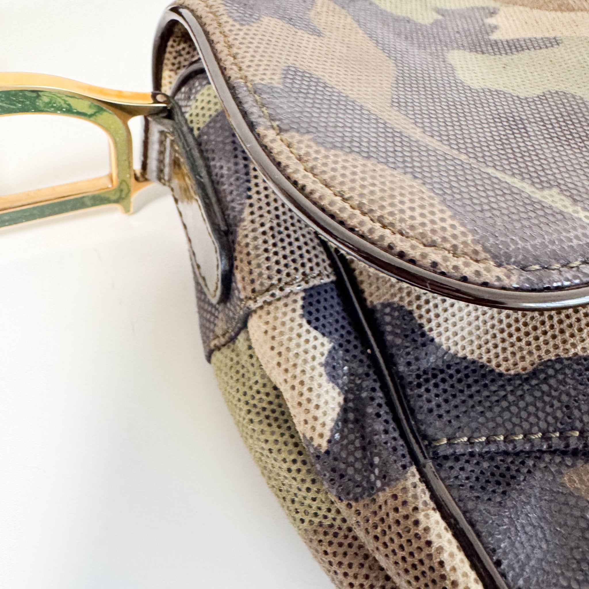 DIOR Green Camouflage Coated Canvas Saddle Shoulder Bag, in , Sold by HIVE PRELOVED - Shoulder Bags, ,