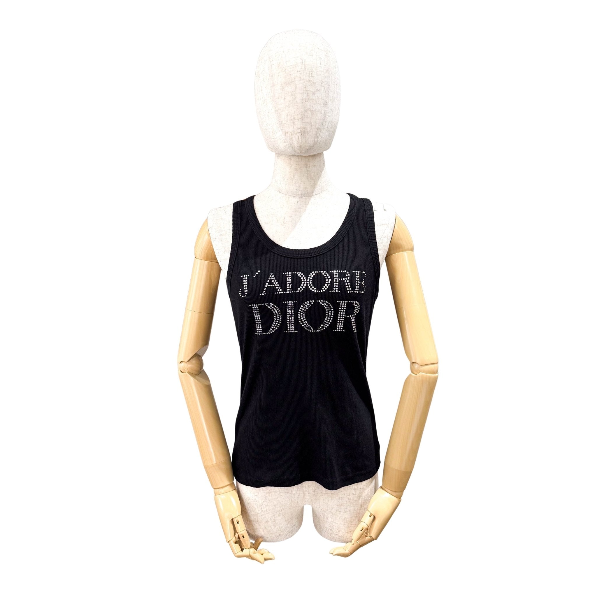 DIOR J'adore Dior Rhinestone Crystal Logo Black Tank Top, in , Sold by HIVE PRELOVED - Tops, ,