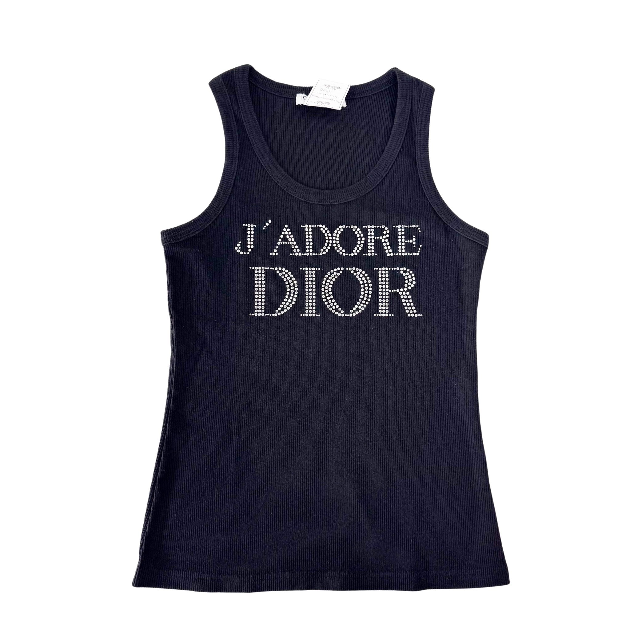 DIOR J'adore Dior Rhinestone Crystal Logo Black Tank Top, in , Sold by HIVE PRELOVED - Tops, ,