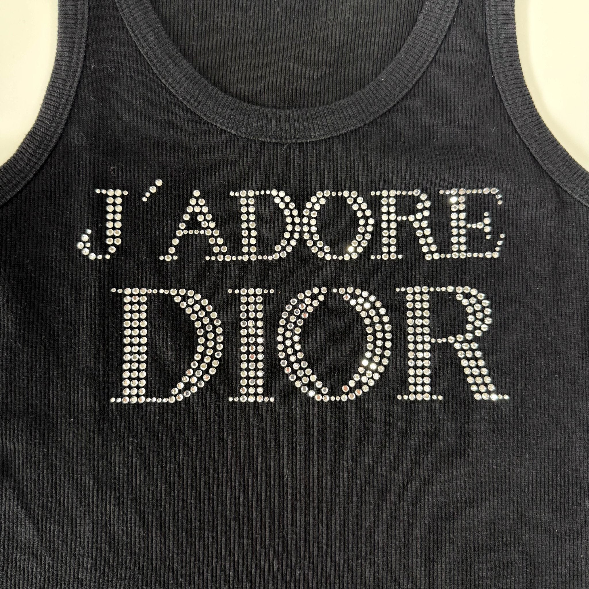DIOR J'adore Dior Rhinestone Crystal Logo Black Tank Top, in , Sold by HIVE PRELOVED - Tops, ,