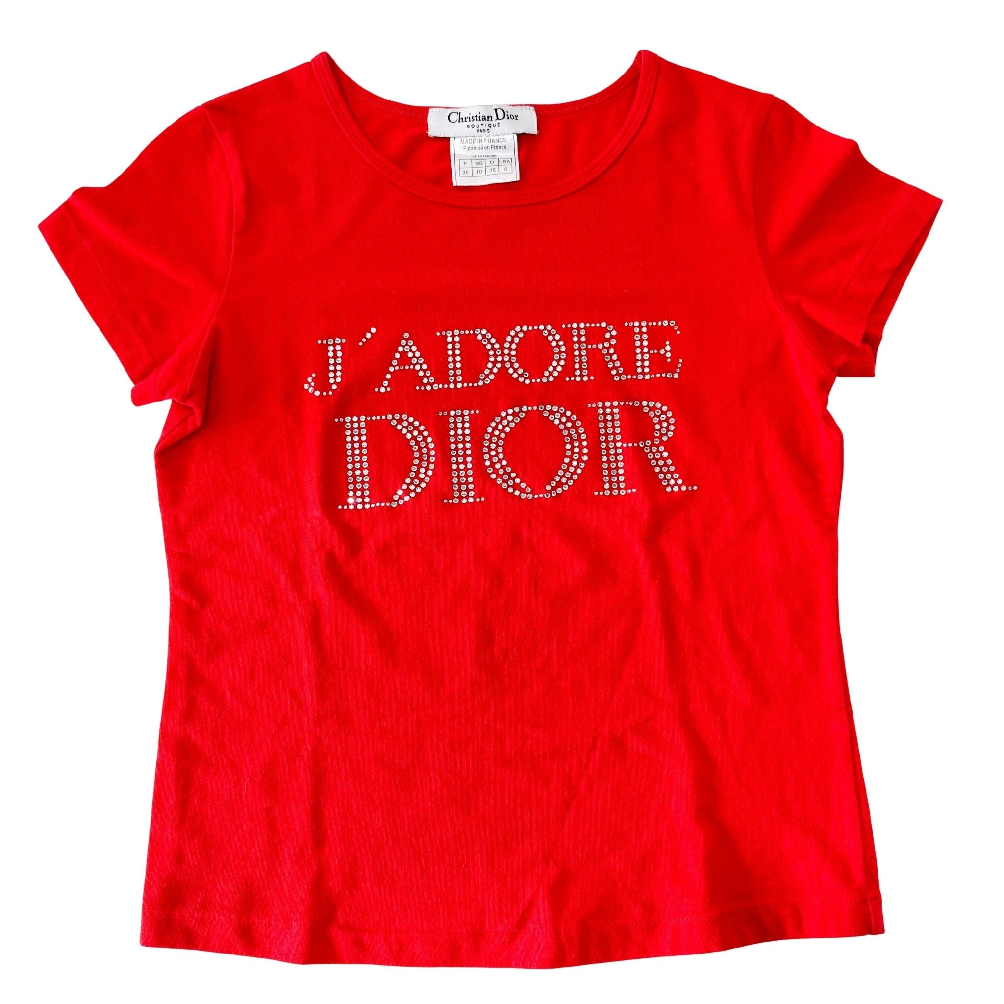 DIOR J'adore Dior Rhinestone Crystal Logo Red Top, in , Sold by HIVE PRELOVED - Tops, ,