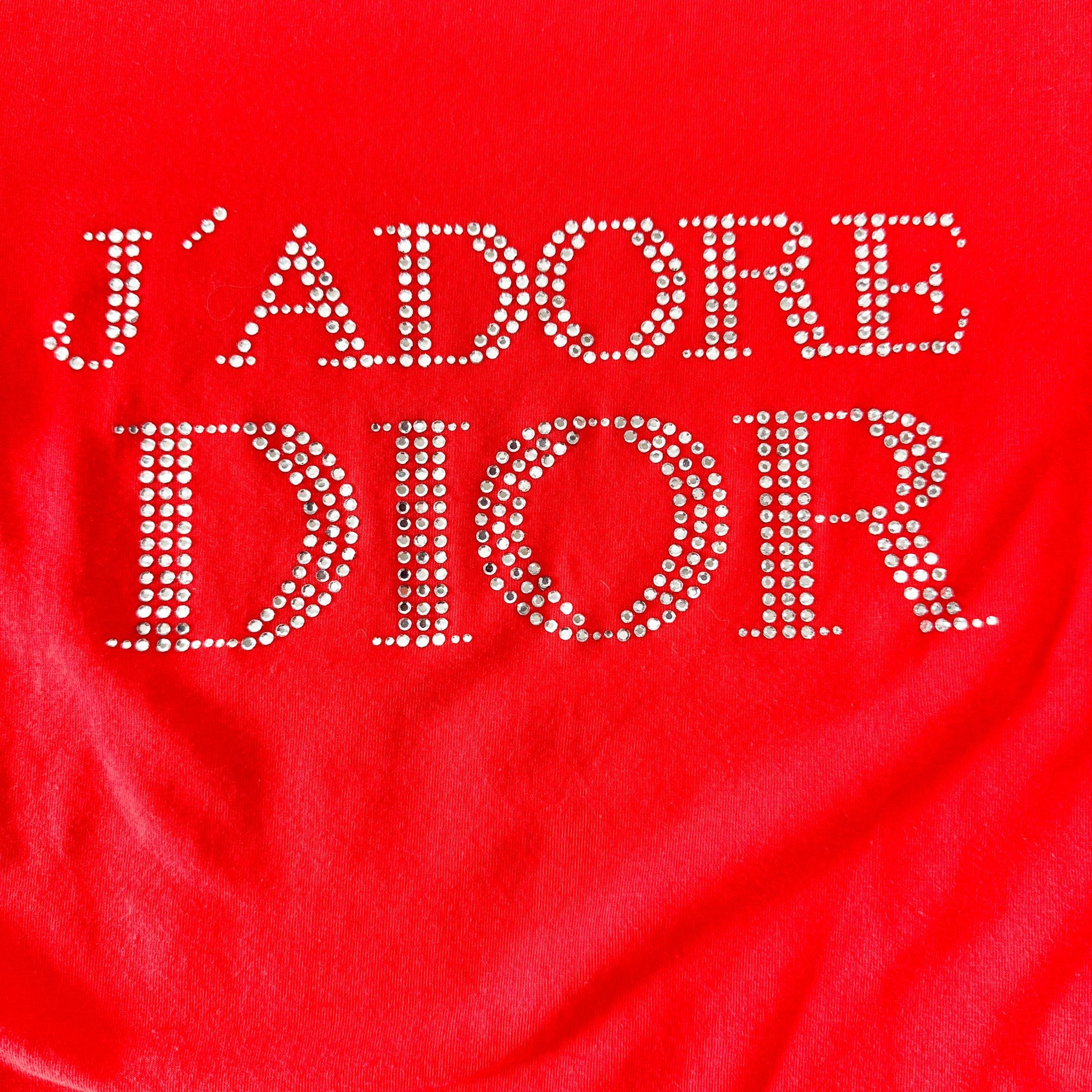 DIOR J'adore Dior Rhinestone Crystal Logo Red Top, in , Sold by HIVE PRELOVED - Tops, ,