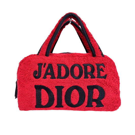 DIOR J'ADORE DIOR Terry Cloth Towel Handbag Red / Black, in , Sold by HIVE PRELOVED - Handle Bags, ,