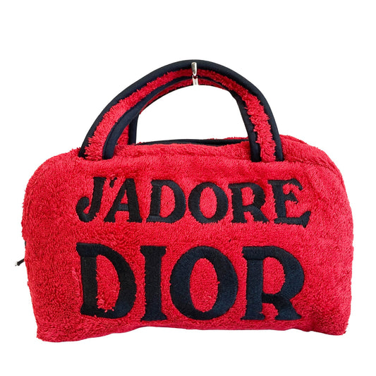 DIOR J'ADORE DIOR Terry Cloth Towel Handbag Red / Black, in , Sold by HIVE PRELOVED - Handle Bags, ,