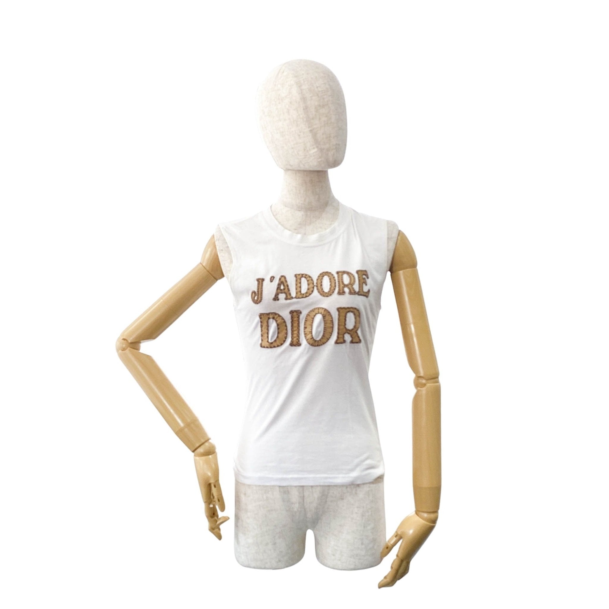 DIOR J'Adore Dior White Suede Embroided Patch TankTop, in , Sold by HIVE PRELOVED - Tops, ,