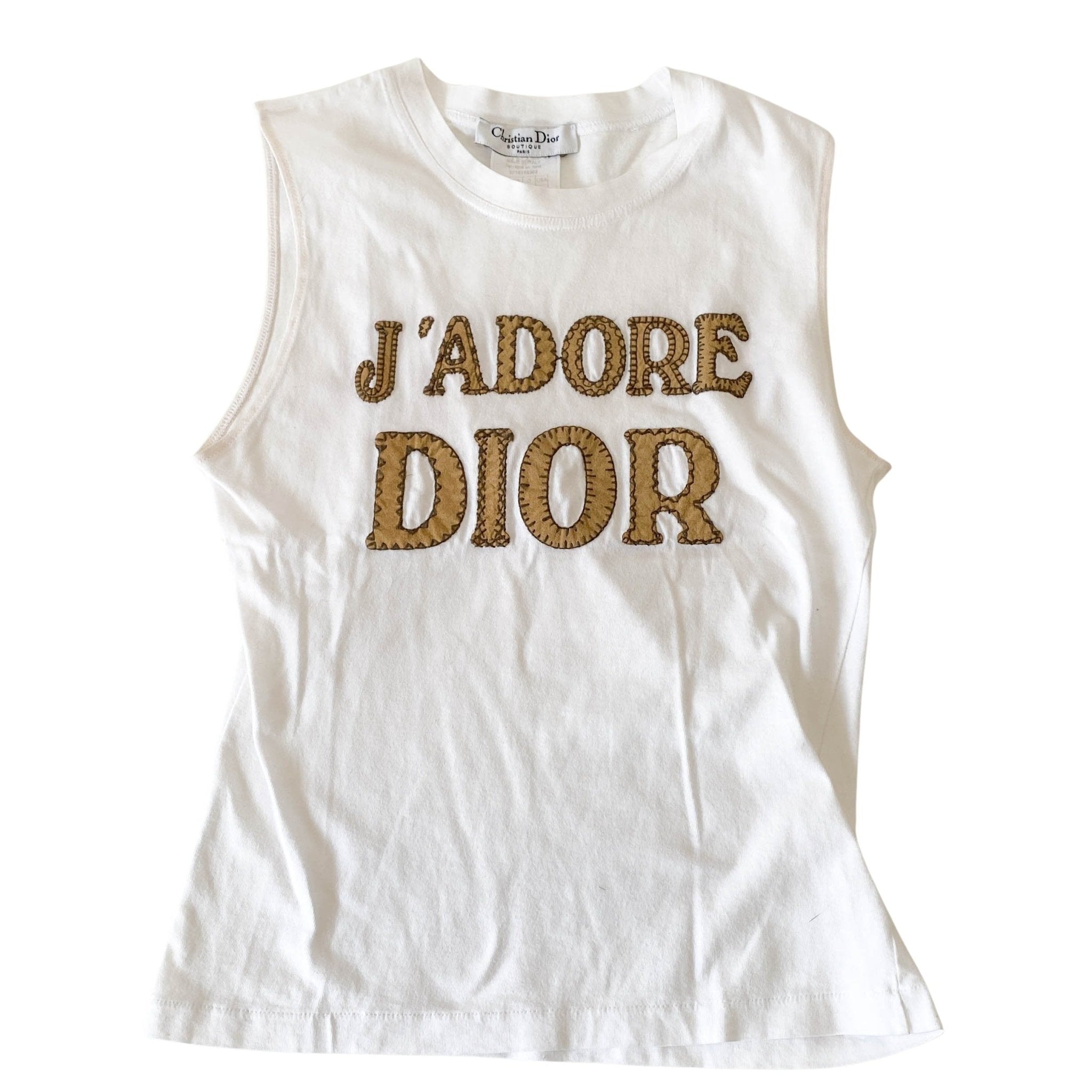 DIOR J'Adore Dior White Suede Embroided Patch TankTop, in , Sold by HIVE PRELOVED - Tops, ,